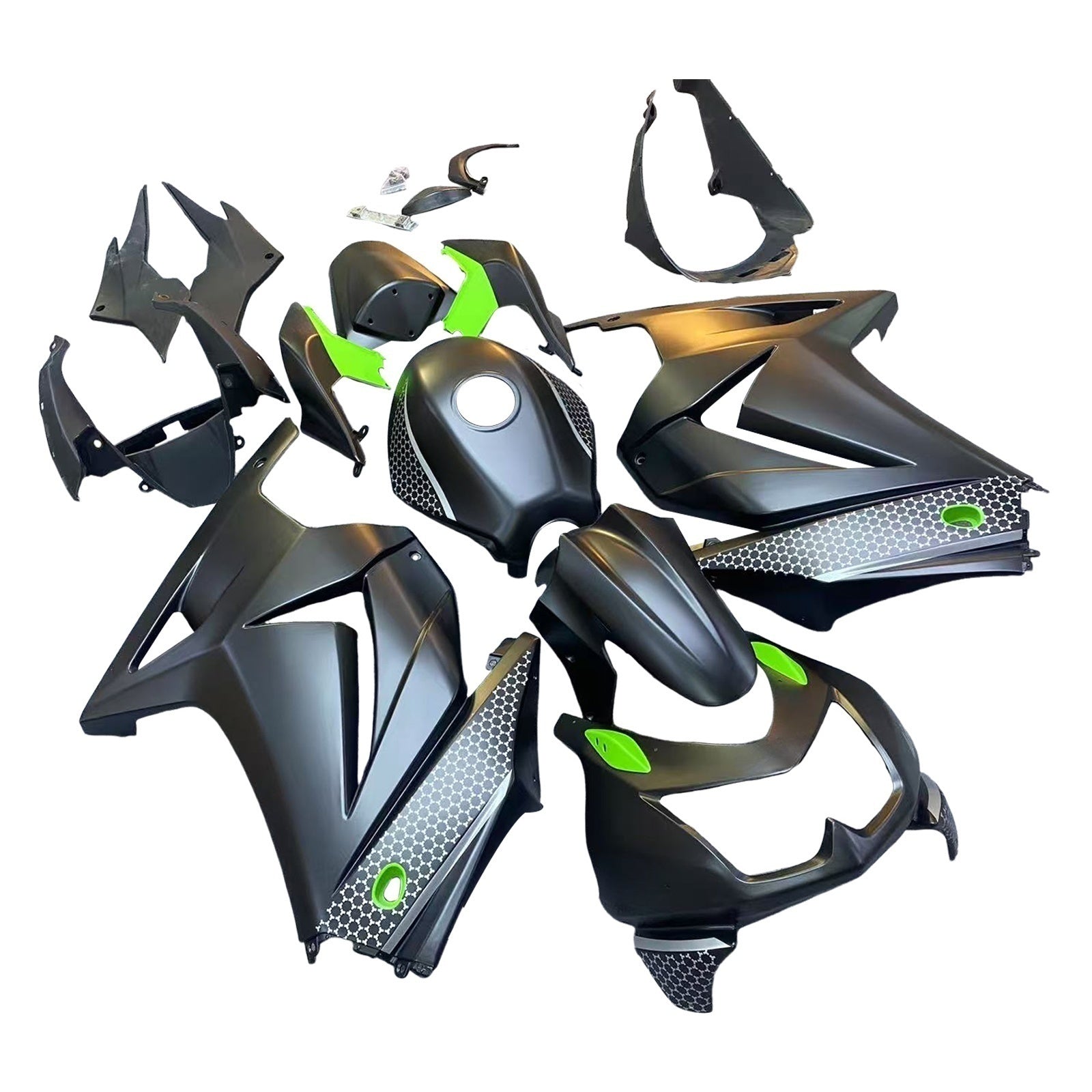 Amotopart 2008-2012 Kawasaki EX250 Ninja250R Black Green Fairing Kit