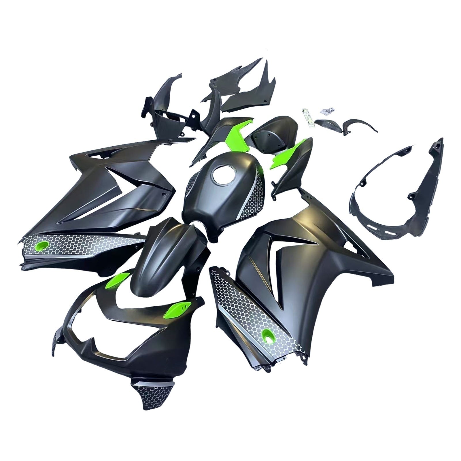 Amotopart 2008-2012 Kawasaki EX250 Ninja250R Black Green Fairing Kit