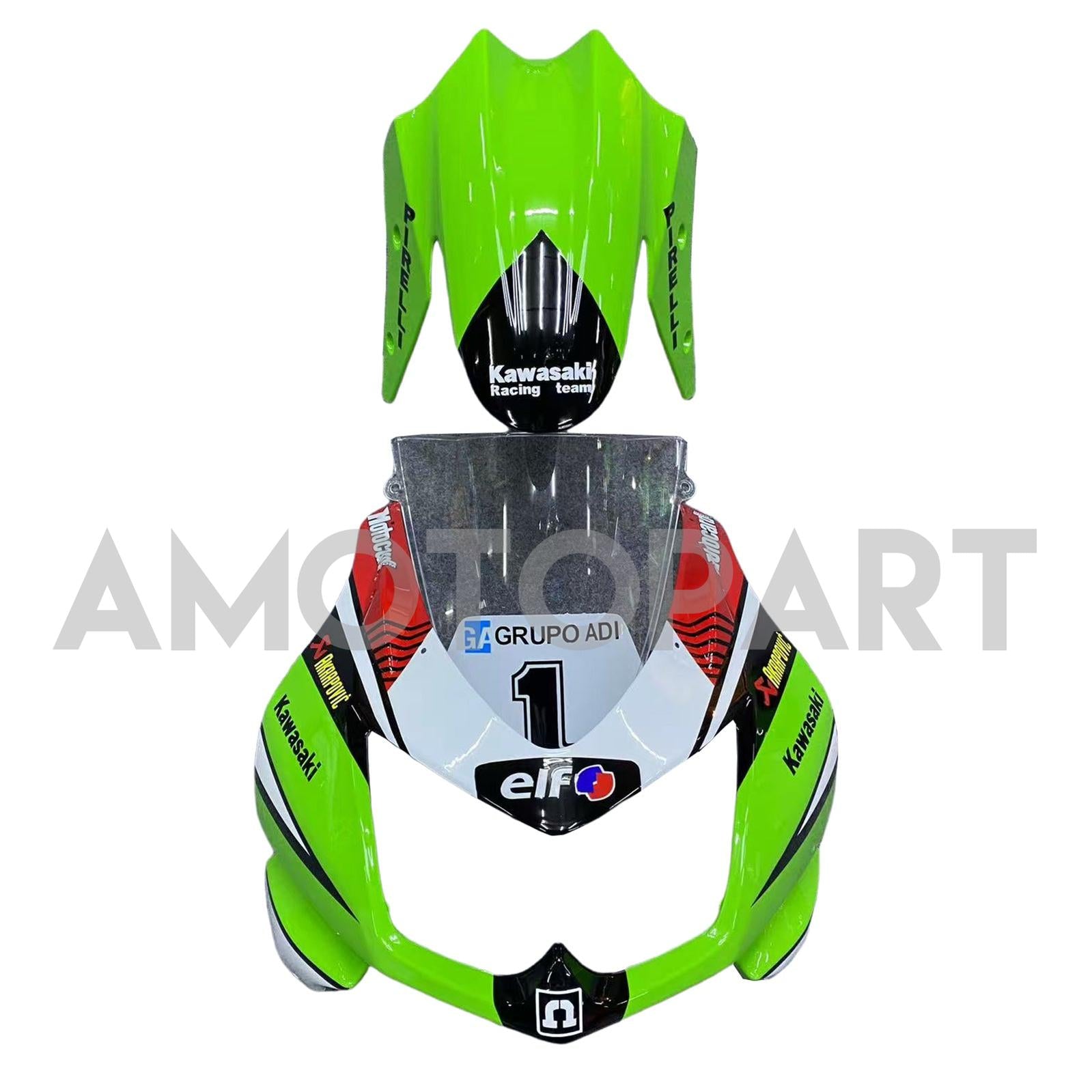 Amotopart 2008-2012 Kawasaki Ex250 Ninja250r Black White Green Fairring Kit