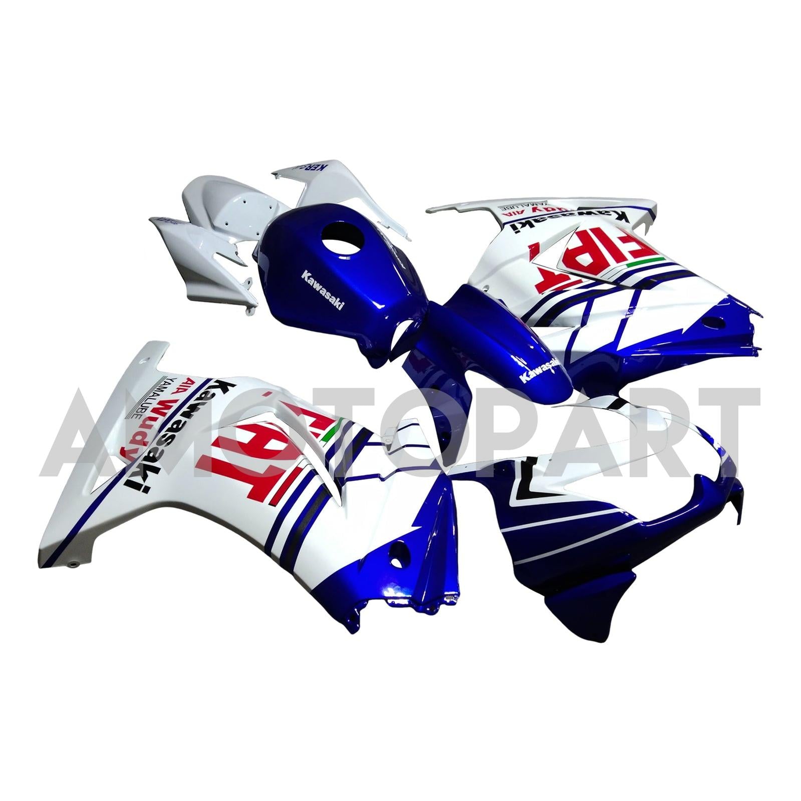 Amotopart 2008-2012 Kawasaki EX250 Ninja250R Kit de carenado negro blanco azul y rojo