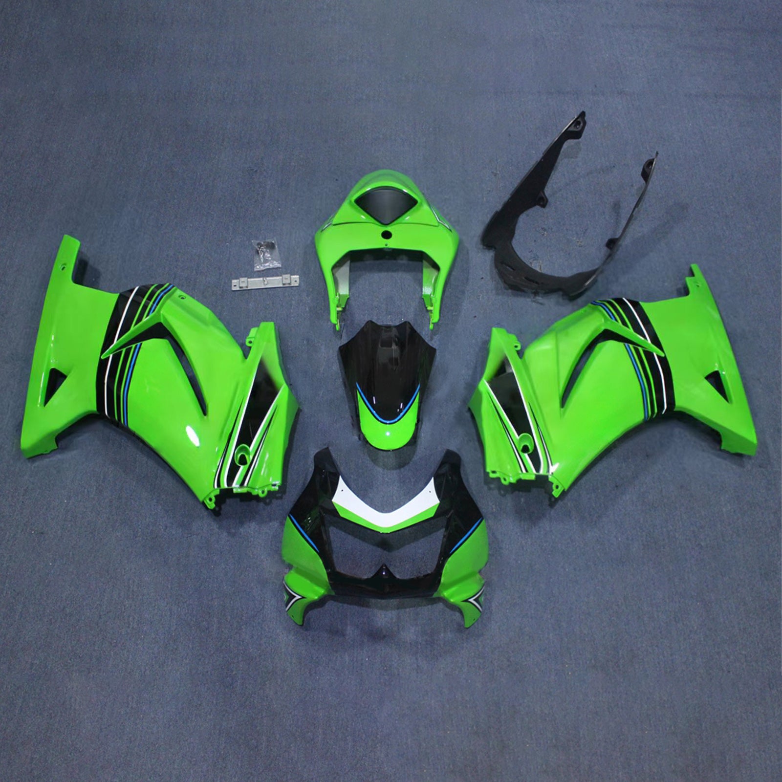 Amotopart 2008-2012 Kawasaki EX250/Ninja250R Kit de carenado verde negro