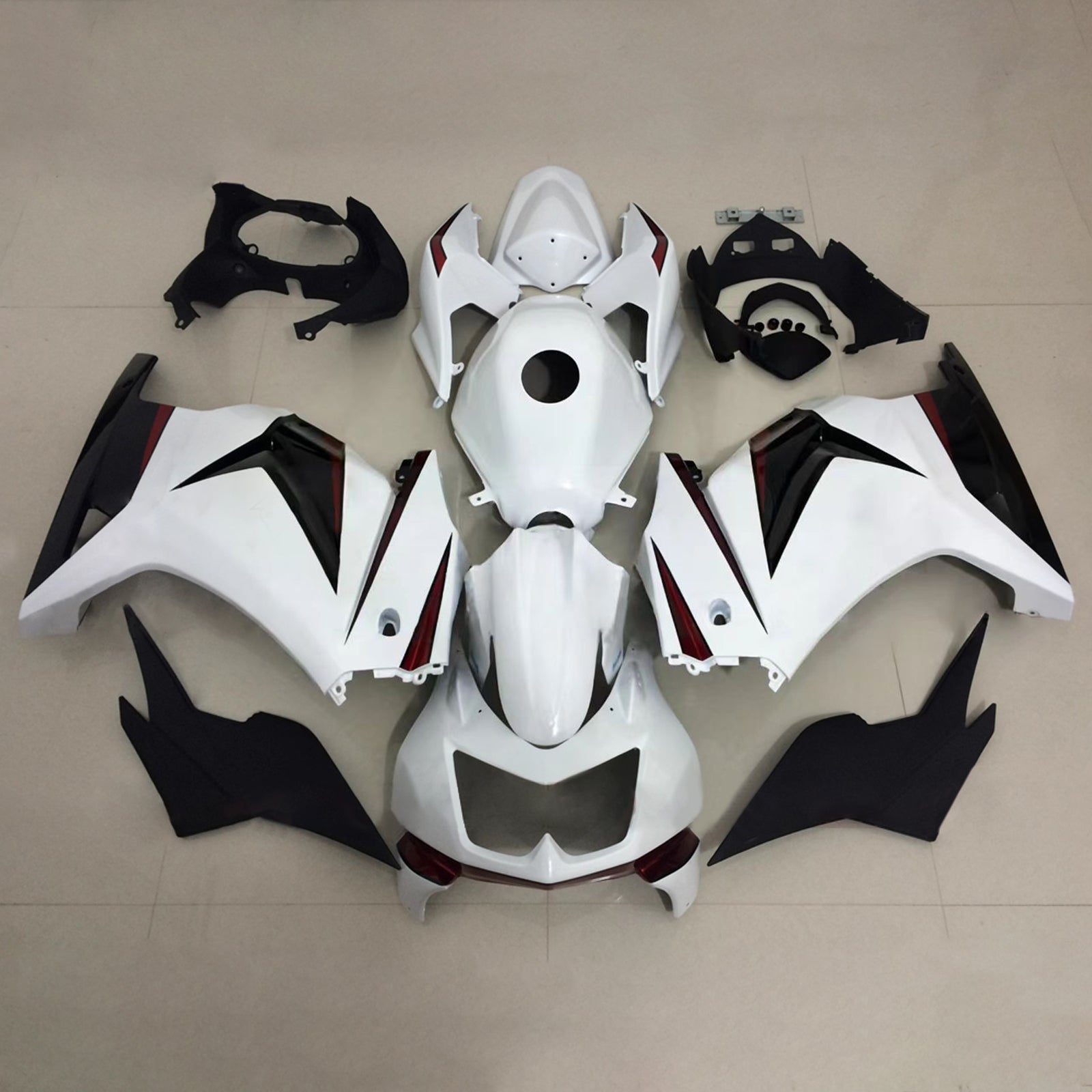 Amotopart 2008-2012 Kawasaki EX250/Ninja250R Kit de carenado blanco negro