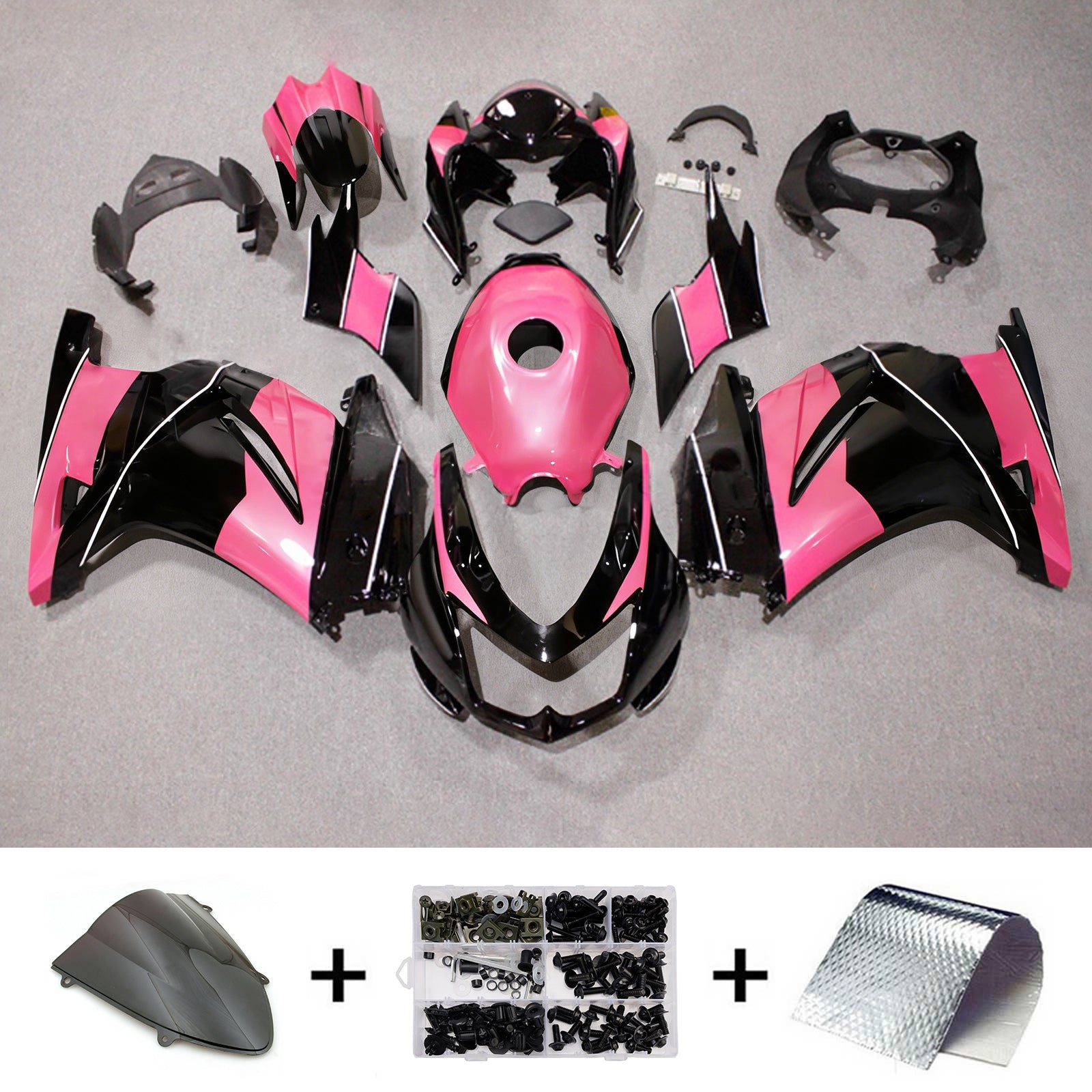 Amotopart 2008-2012 Kawasaki EX250/Ninja 250R zwartroze kuipset