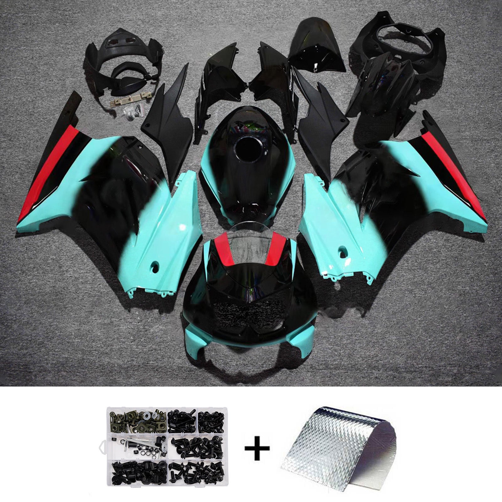 Amotopart 2008-2012 Kawasaki EX250/Ninja250R Black Blue Red Fairing Kit