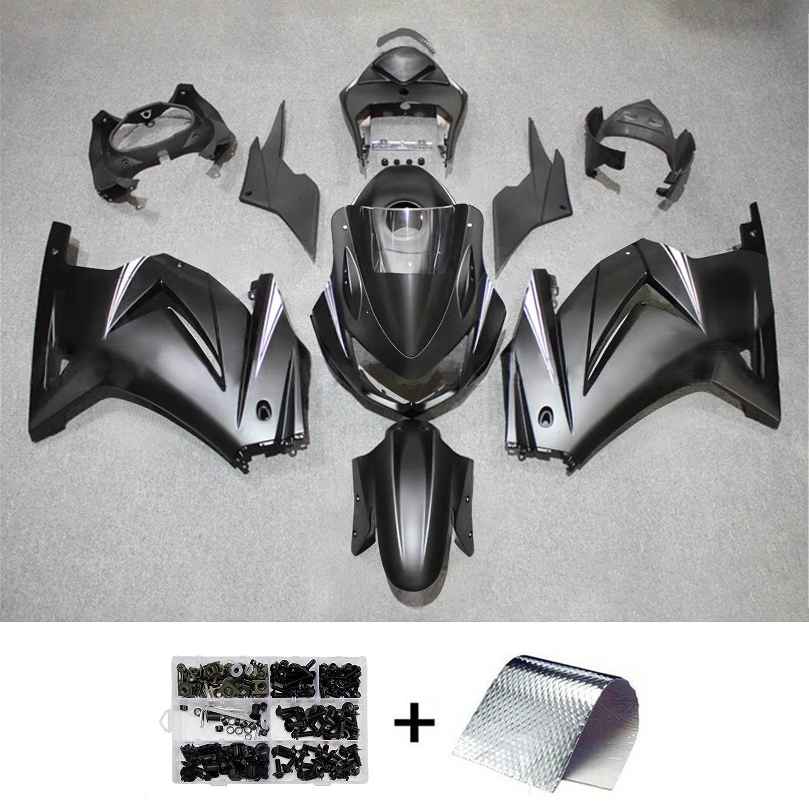 Amotopart 2008-2012 Kawasaki EX250/Ninja250R Kit de carenado negro