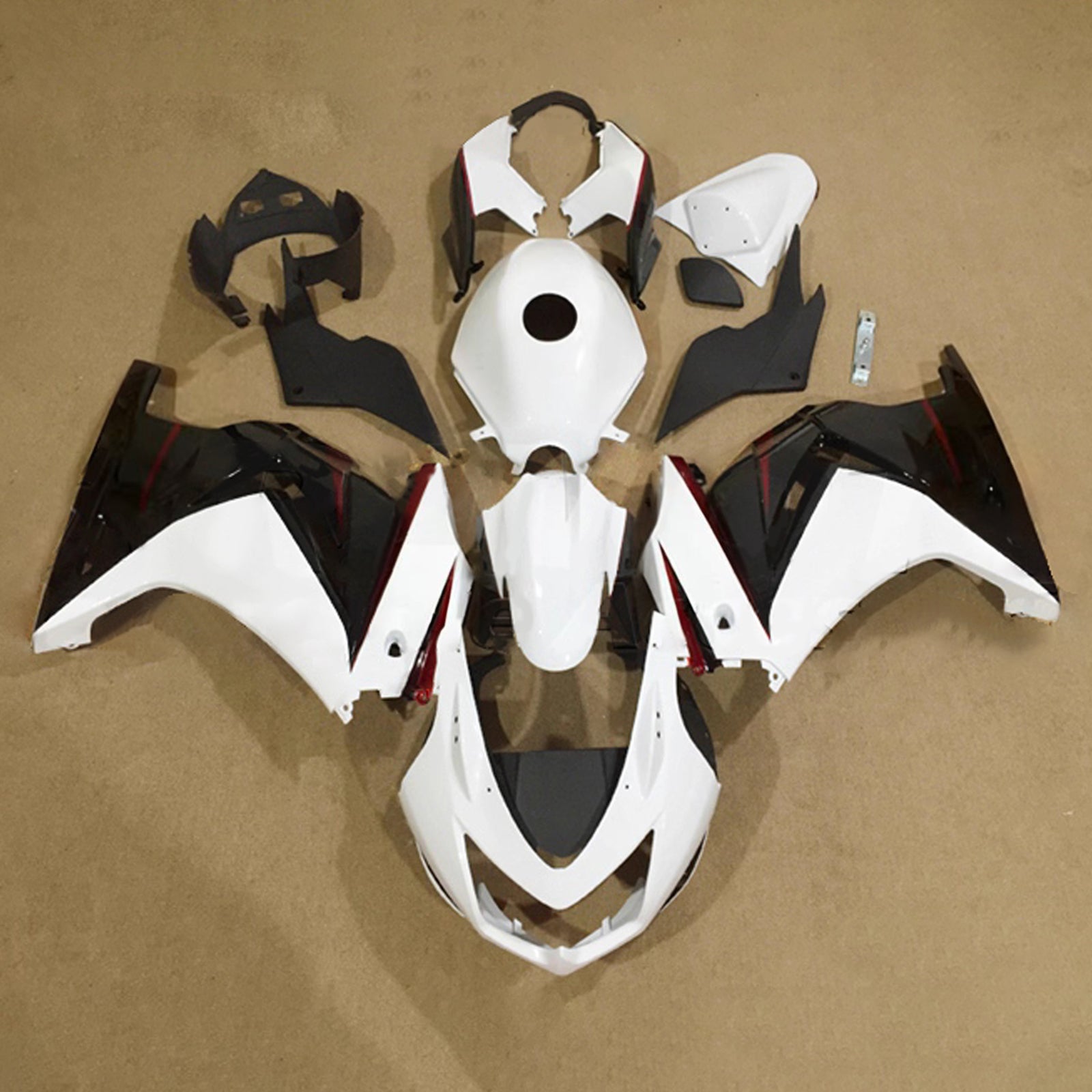 Amotopart 2008-2012 Kawasaki EX250/Ninja250R Blanco & Kit de carenado negro