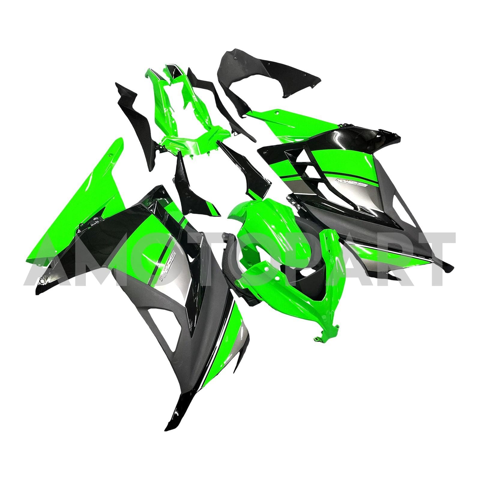 Amotopart 2013-2024 Kawasaki EX300R Fairing Green&Black Kit