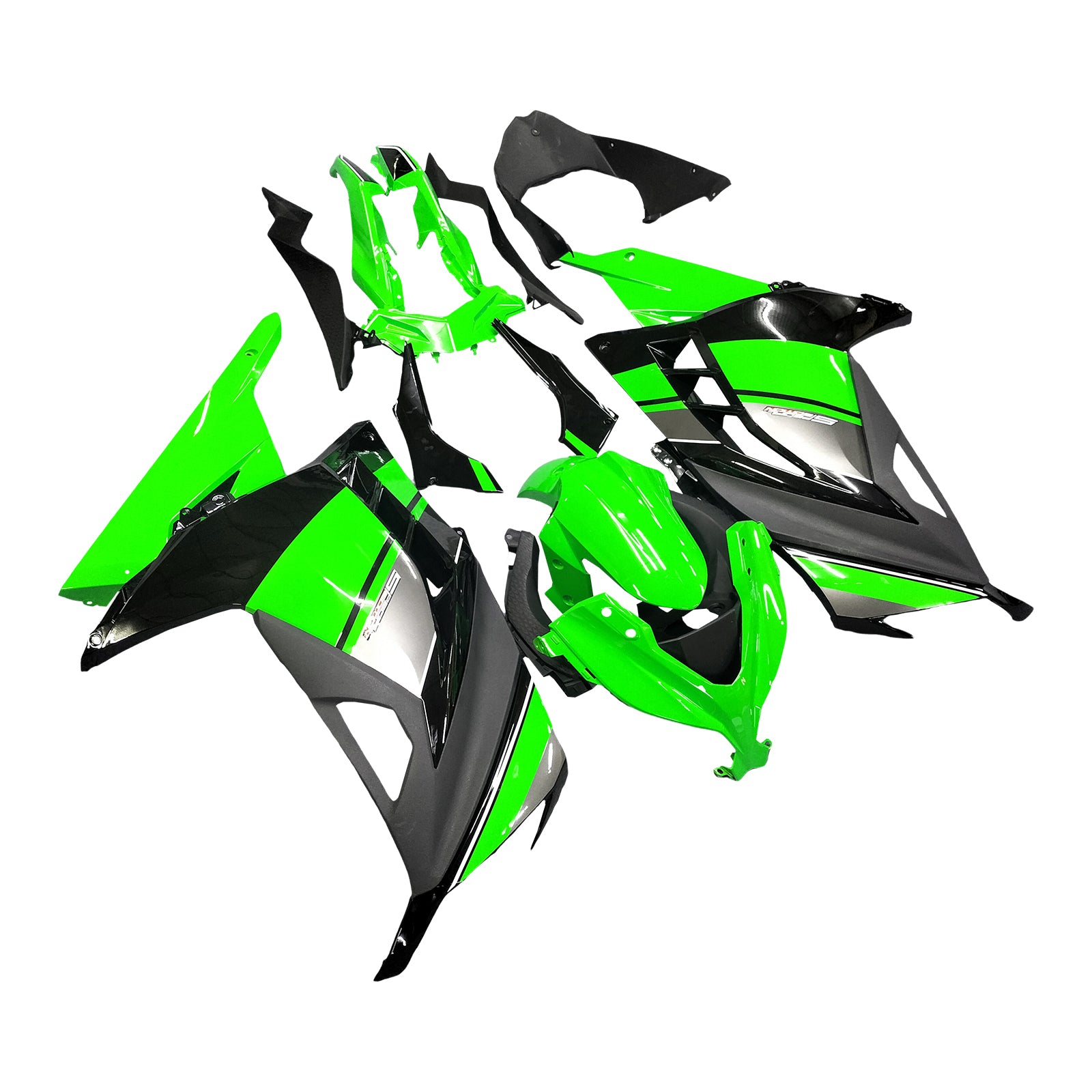 Amotopart 2013-2024 Kawasaki EX300R Fairing Green & Black Kit