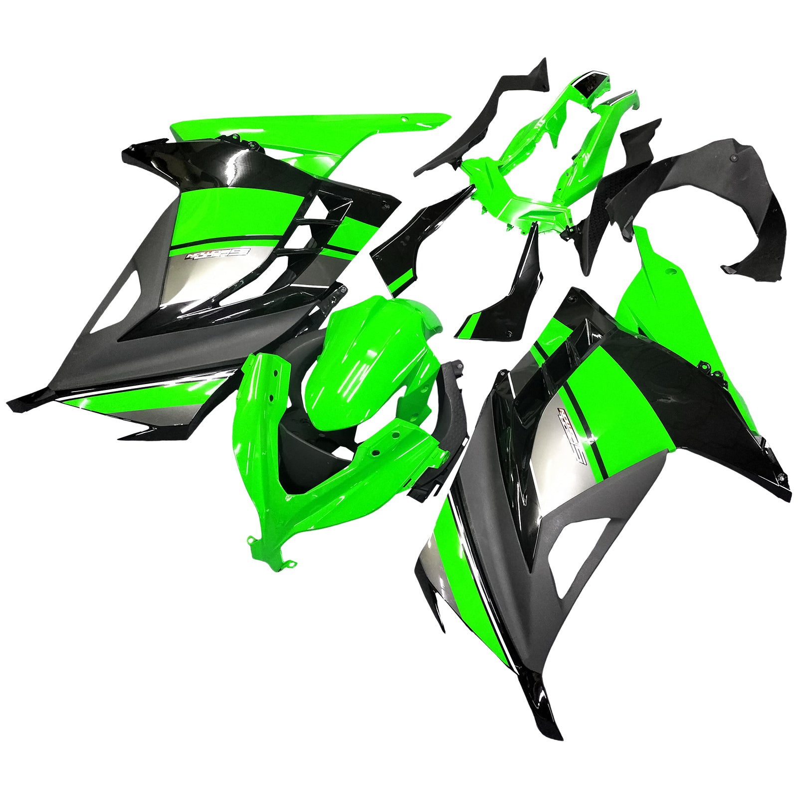 Amotopart 2013-2024 Kawasaki EX300R Fairing Green&Black Kit