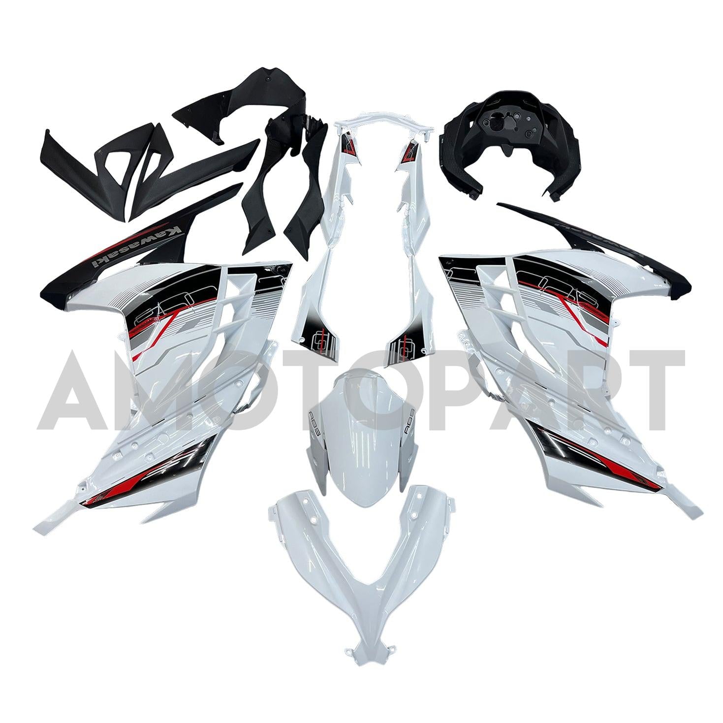 AMOTOPT 2013-2024 KAWASAKI EX300R FAINING WHITE & BLACK KIT
