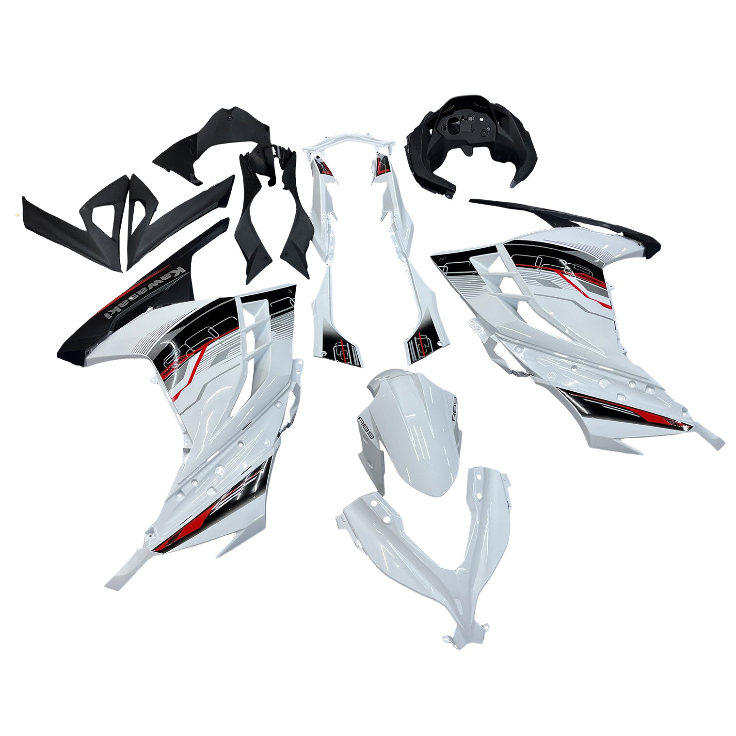 Kit carenatura bianco e nero Amotopart 2013-2024 Kawasaki EX300R