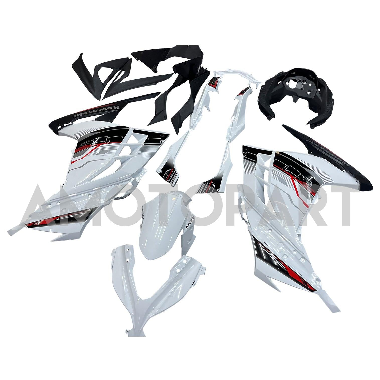 AMOTOPT 2013-2024 KAWASAKI EX300R FAINING WHITE & BLACK KIT