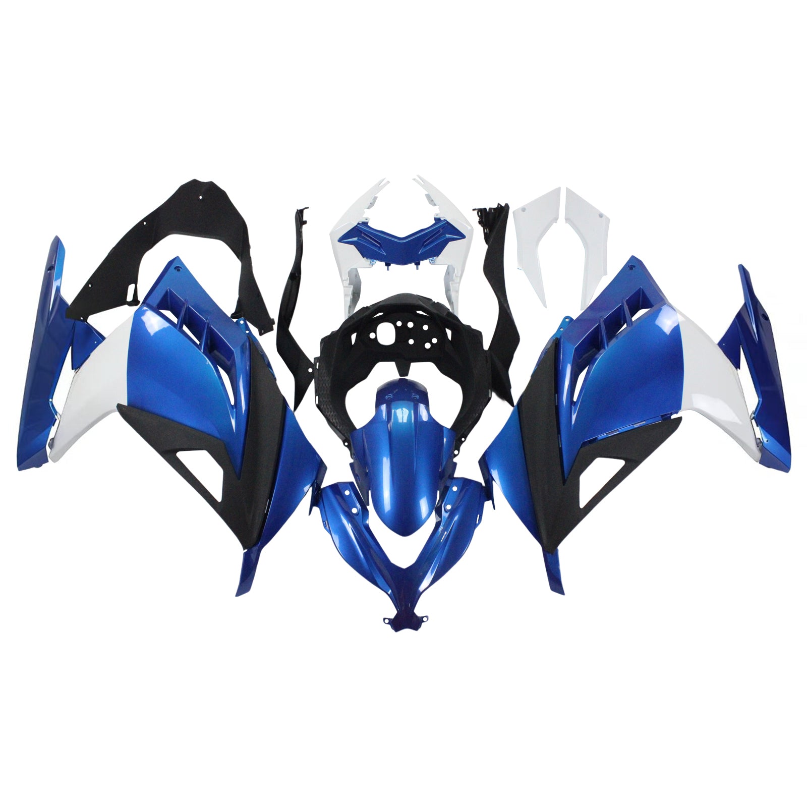 Amotopart 2013-2024 Kawasaki EX300/Ninja300 White&Blue Fairing Kit