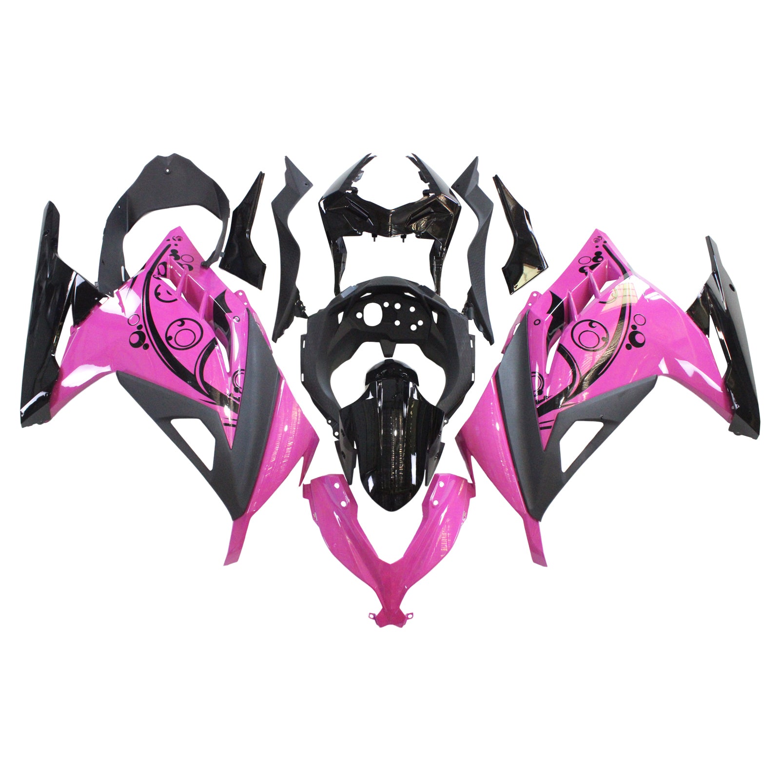 Amotopart Kawasaki 2013-2024 EX300/Ninja300 Black Pink Fairing Kit