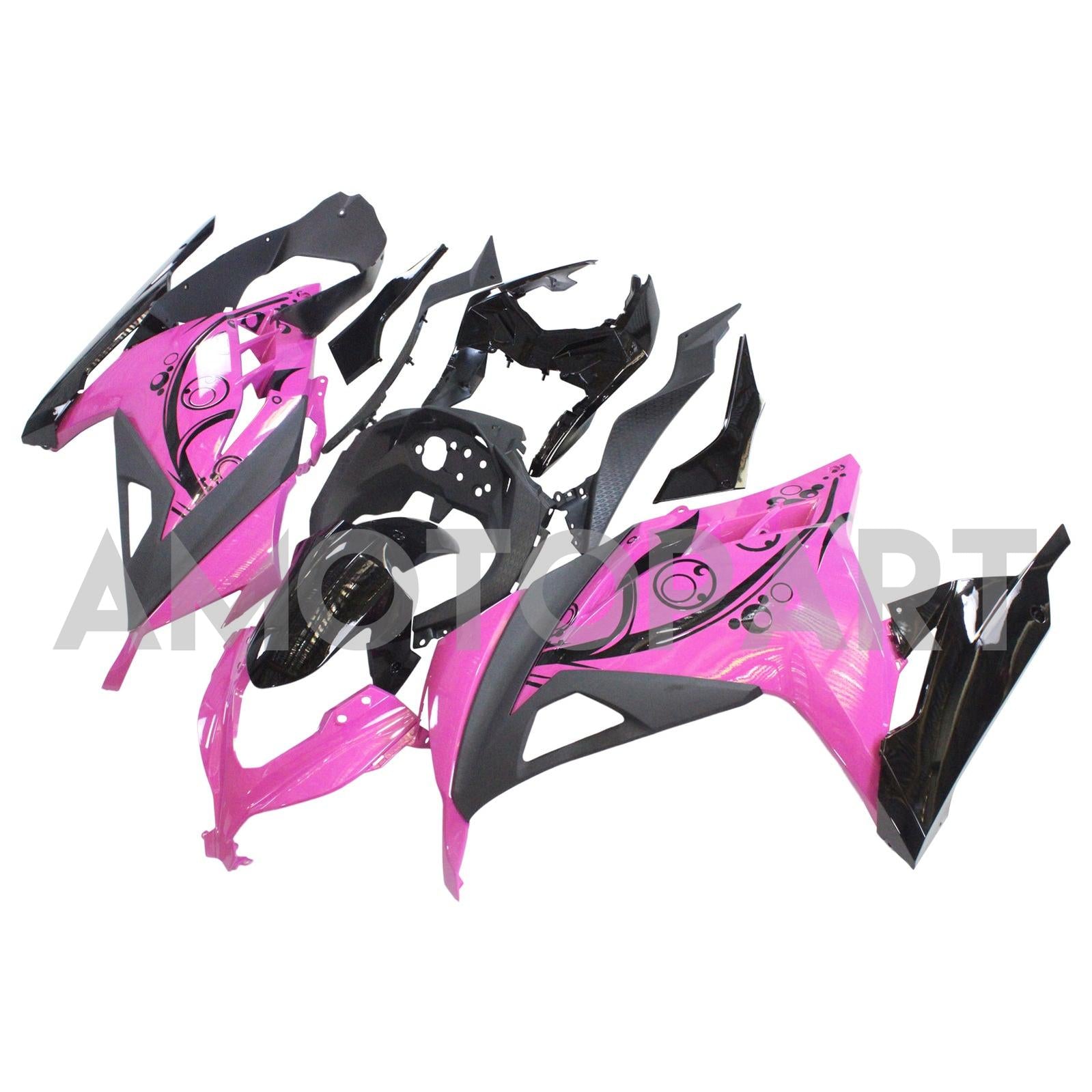 Amotopart Kawasaki 2013-2024 EX300/Ninja300 Black Pink Fairing Kit
