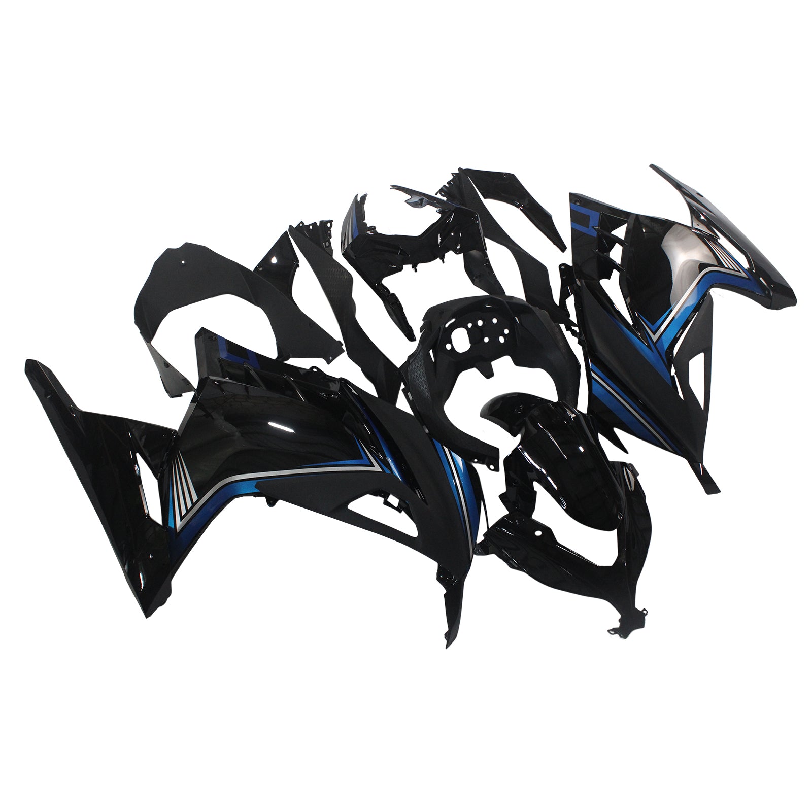 Amotopart Kawasaki 2013-2024 EX300/Ninja300 Blue Black Fairing Kit