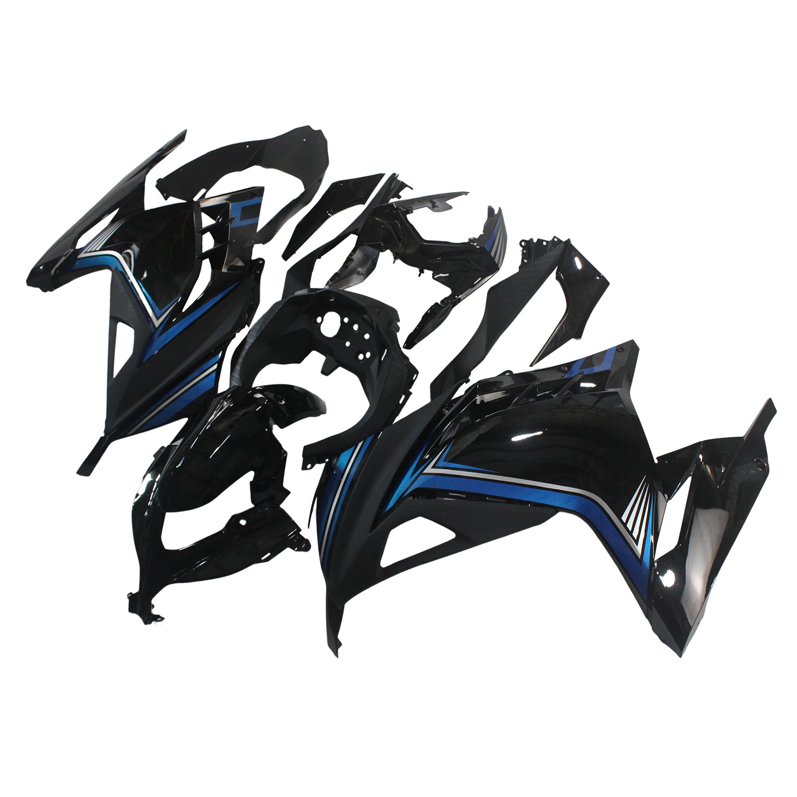 Amotopart Kawasaki 2013-2024 EX300/Ninja300 Blue Black Fairing Kit