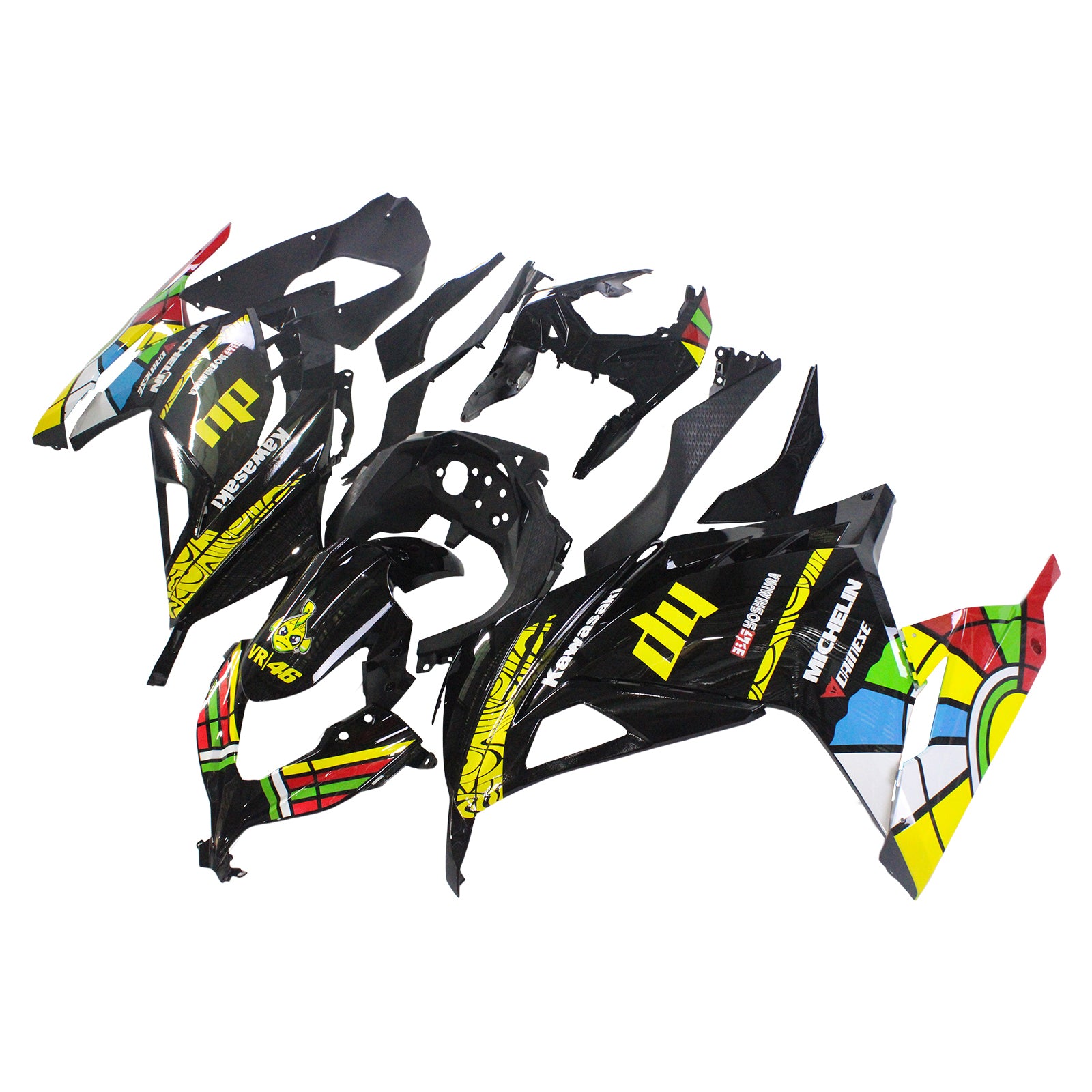 Amotopart Kawasaki 2013-2024 EX300/Ninja300 Black Colorful Fairing Kit