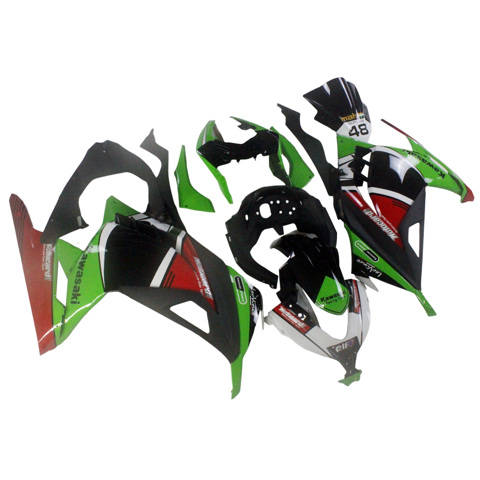 Amotopart Kawasaki 2013-2024 EX300/Ninja300 Black Green Red Fairing Kit