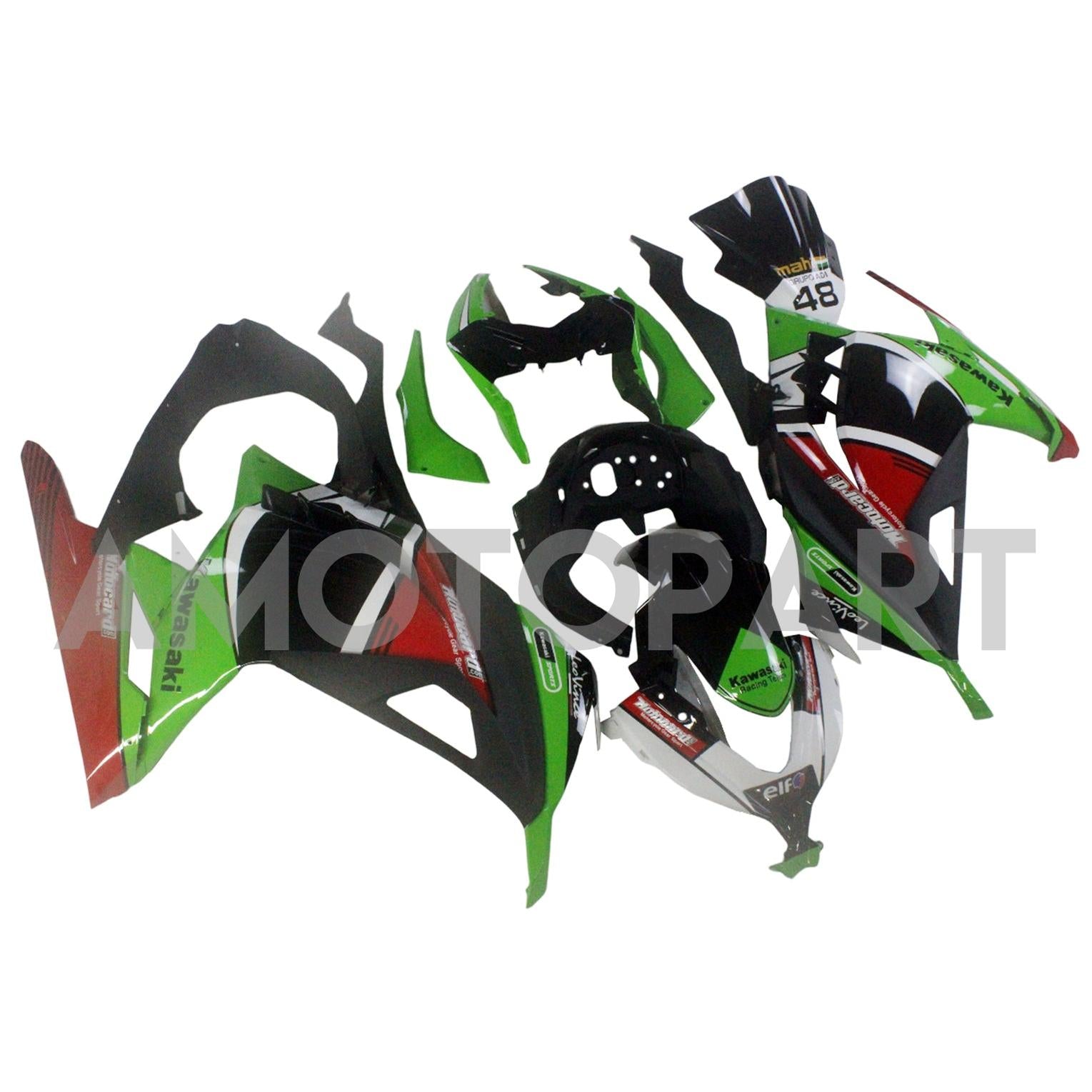 Amotopart Kawasaki 2013-2024 EX300/Ninja300 Black Green Red Fairing Kit