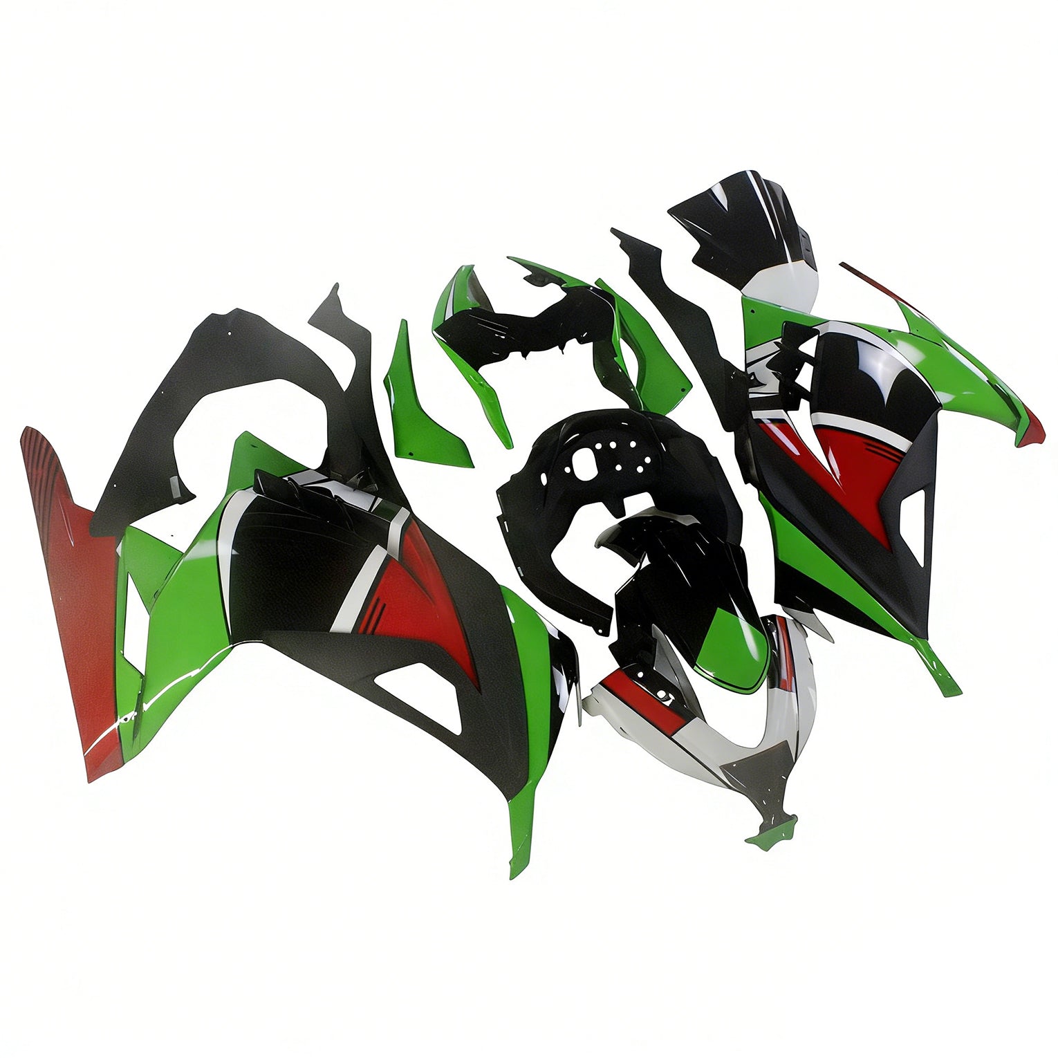 Amotopart Kawasaki 2013-2024 EX300/Ninja 300 Kit de carenado negro verde rojo