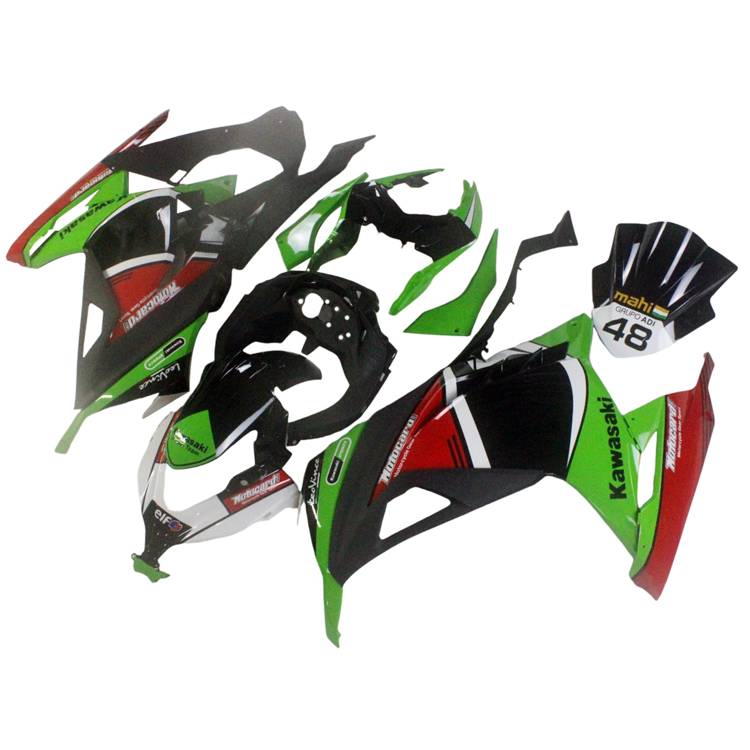 Amotopart Kit carena Kawasaki 2013-2024 EX300/Ninja300 Nero Verde Rosso