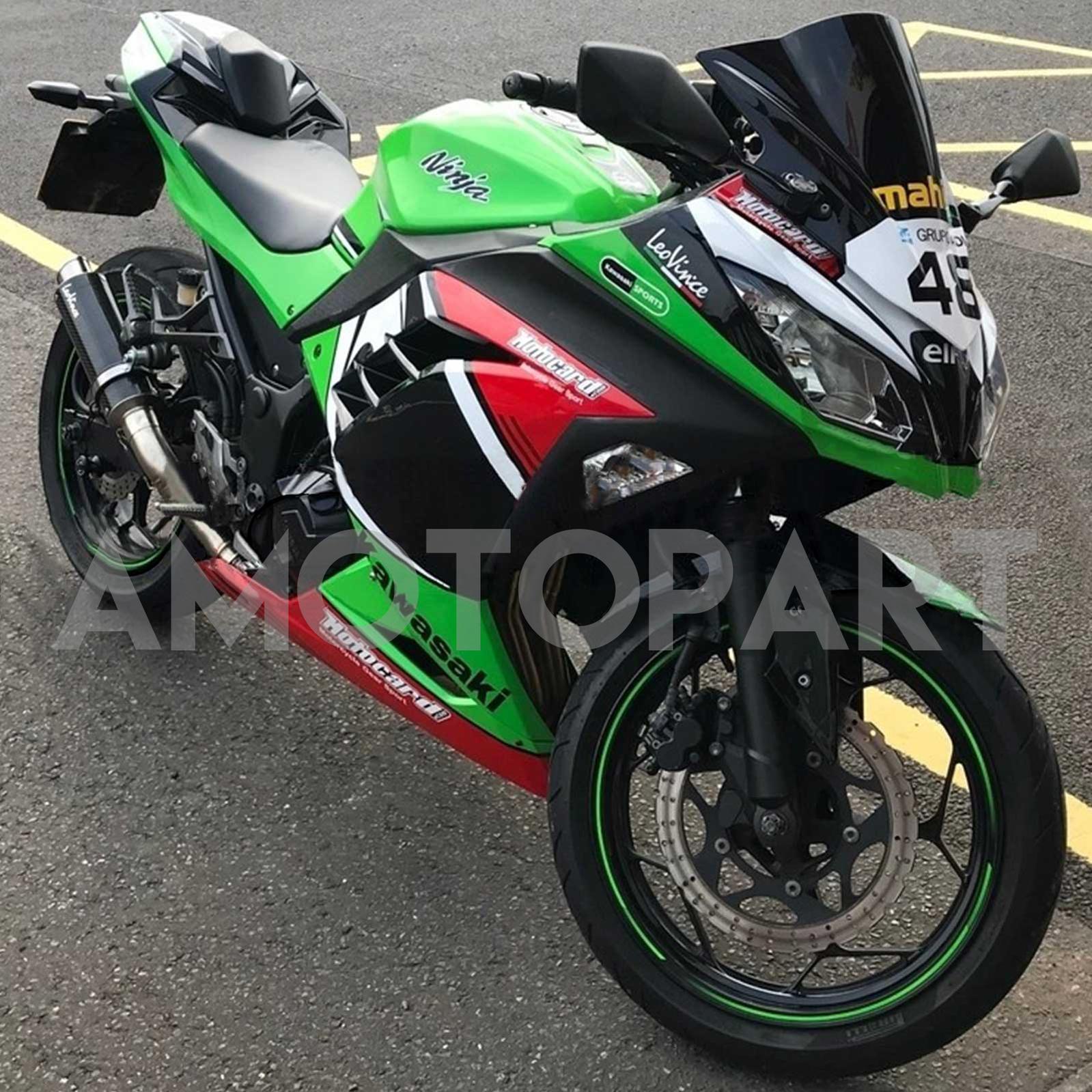 Amotopart Kawasaki 2013-2024 EX300/Ninja300 Black Green Red Fairing Kit