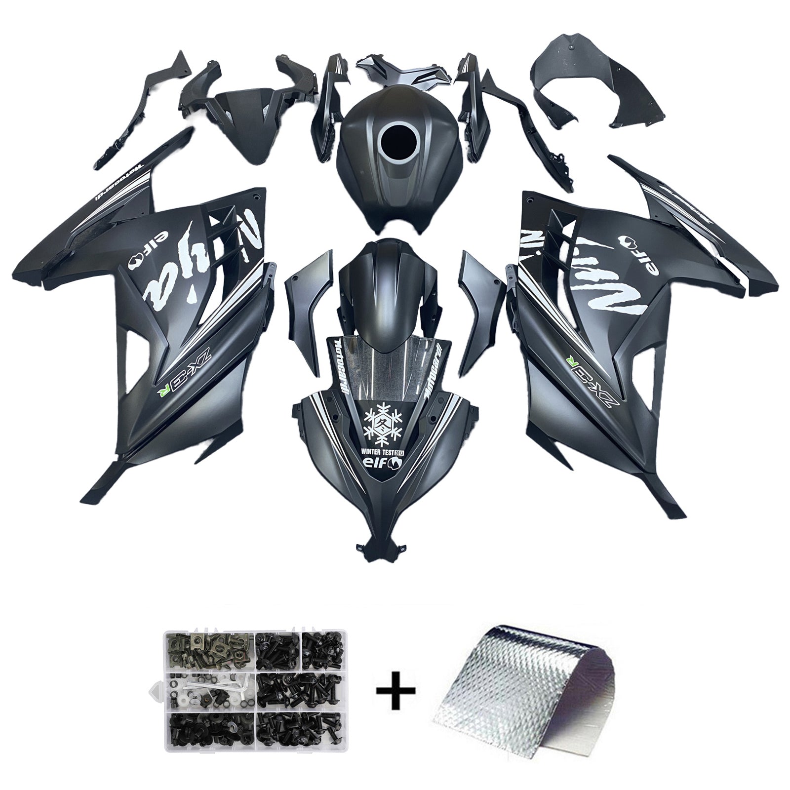 Amotopart 2013-2024 Kawasaki EX300R Fairing Black Kit