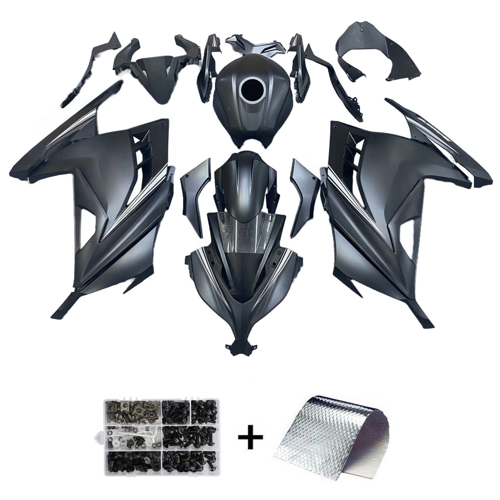 Amotopart 2013-2024 Kawasaki EX300R Fairing Black Kit