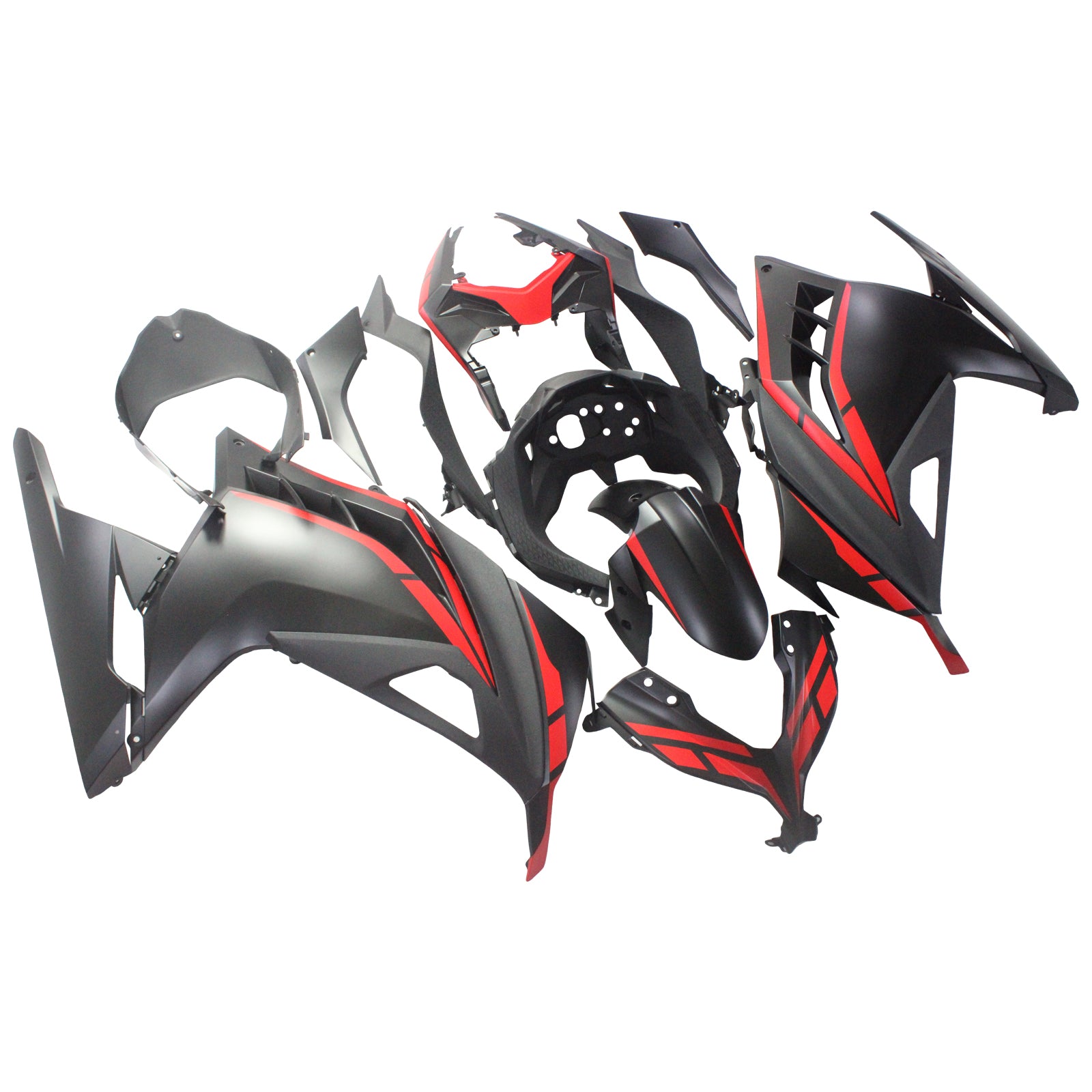 Amotopart Kawasaki EX300/Ninja300 2013-2023 Red&Black Style3 Fairing Kit