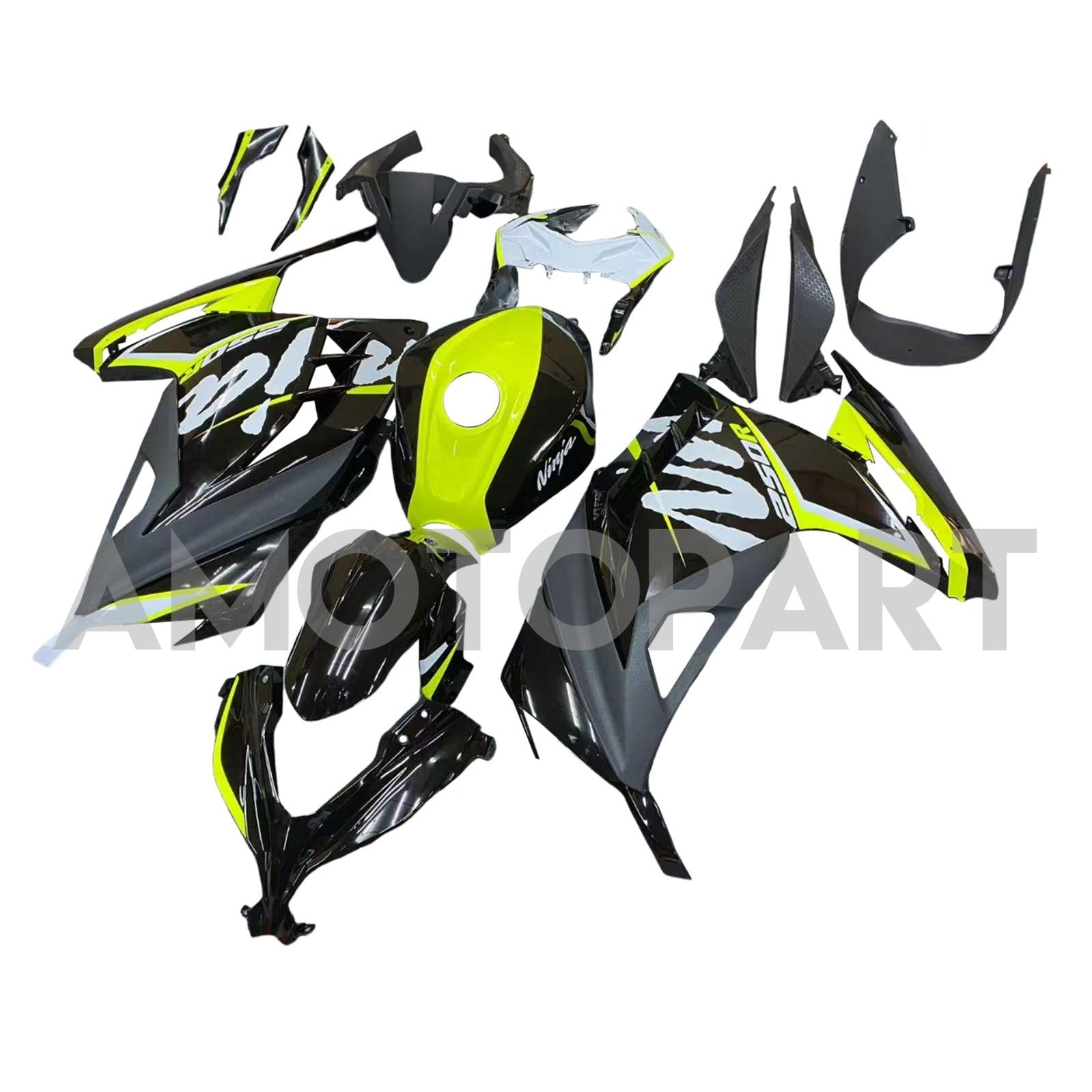 Amotopart Kawasaki EX300/Ninja300 2013-2023 Chartreuse&Black Fairing Kit