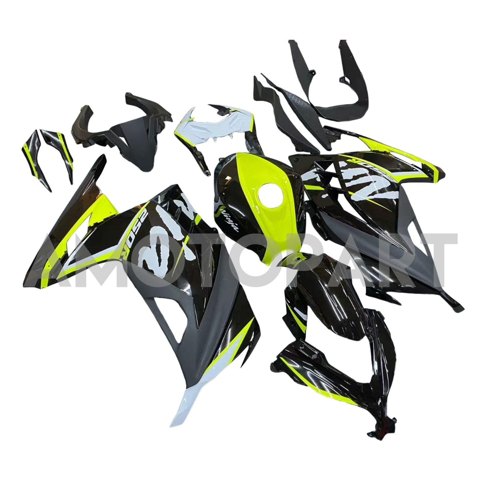Amotopart Kawasaki EX300/Ninja300 2013-2023 Chartreuse&Black Fairing Kit