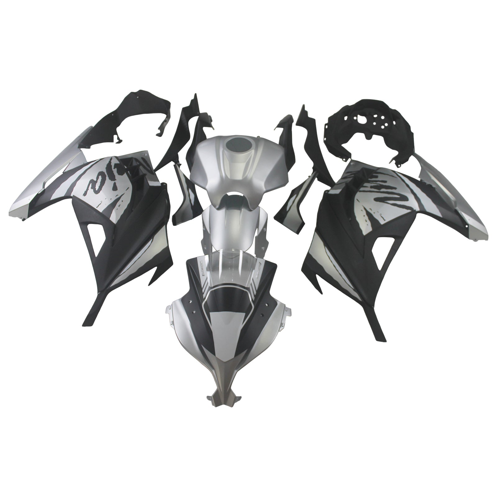 Amotopart Kawasaki EX300/Ninja300 2013-2023 Grey&Black Fairing Kit