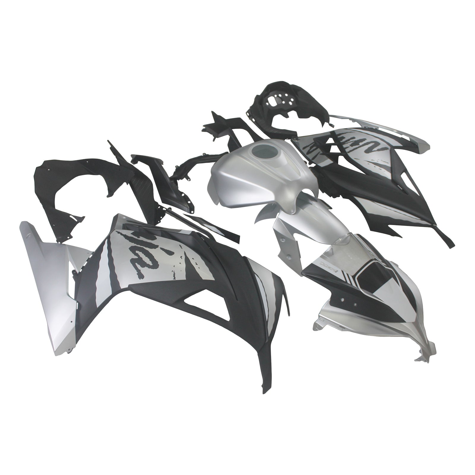 Amotopart Kawasaki EX300/Ninja300 2013-2023 Grey&Black Fairing Kit