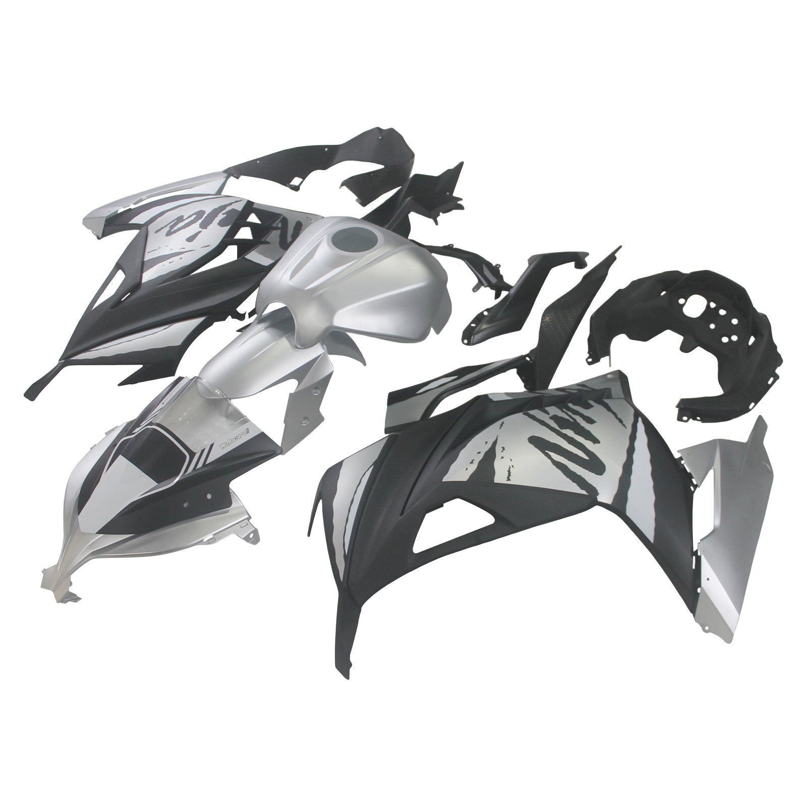 Amotopart Kawasaki EX300/Ninja300 2013-2023 Grey&Black Fairing Kit