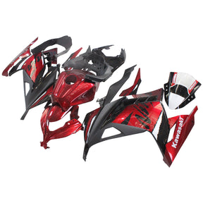 Amotopart Kit carena Kawasaki EX300/Ninja300 2013-2023 Rosso e Nero Style2