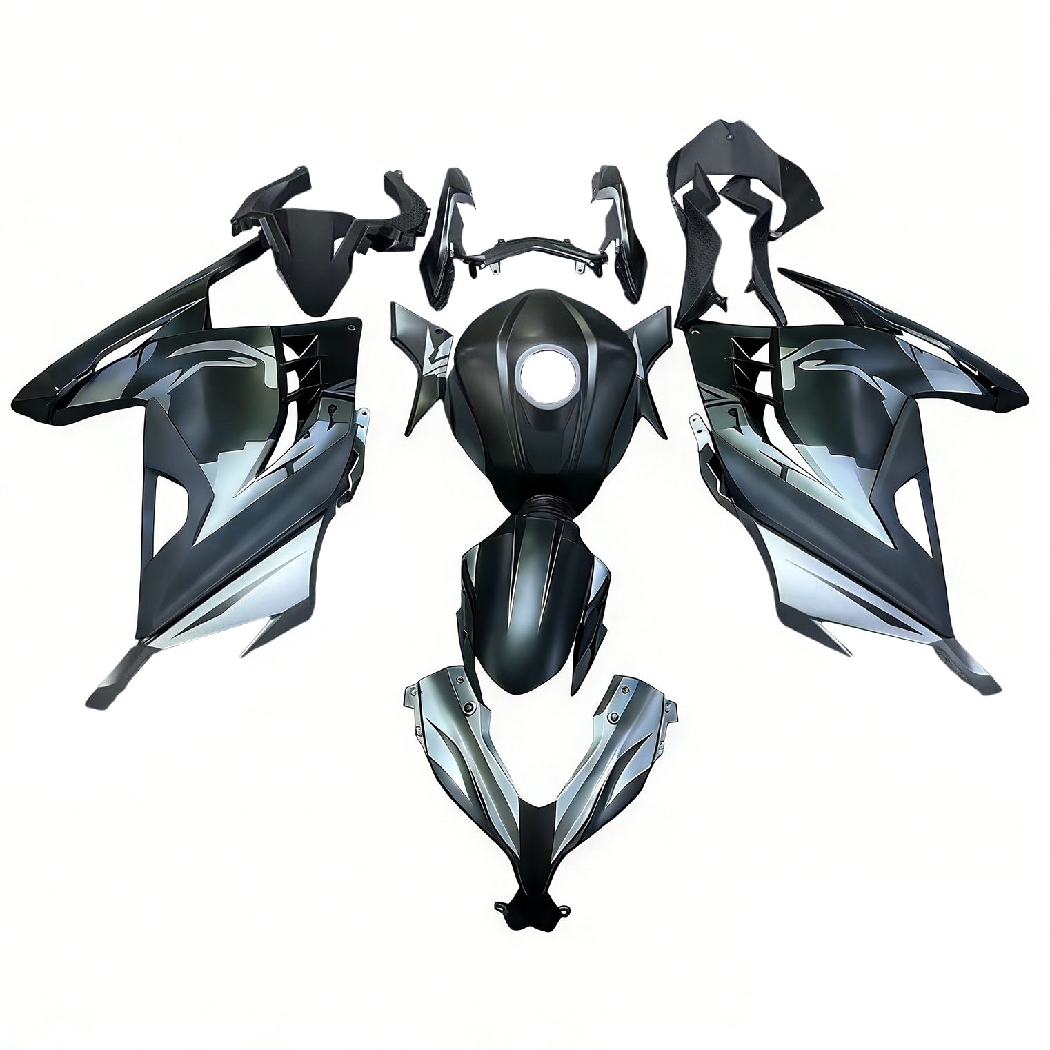 Amotopart 2013-2024 Kawasaki EX300/Ninja300 Black with Green Monster Logo Style2 Fairing Kit