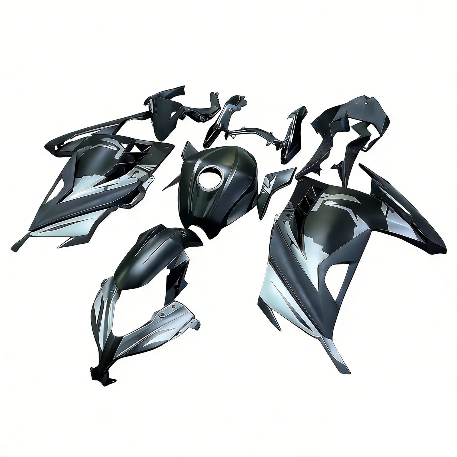 Amotopart 2013–2024 Kawasaki EX300/Ninja300 Schwarz mit grünem Monster-Logo Style2 Verkleidungsset