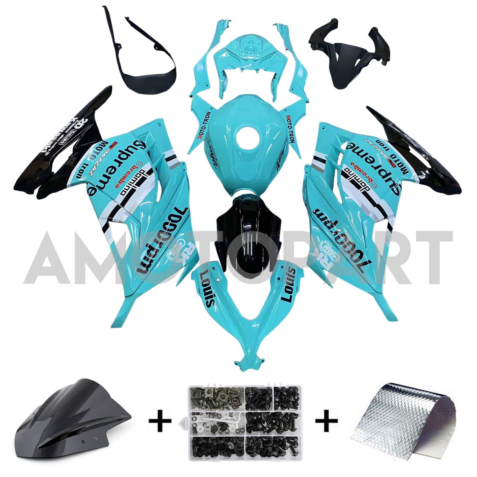 Amotopart 2013-2024 Kawasaki Ex300/Ninja 300 Blue With Logo Abzugskit