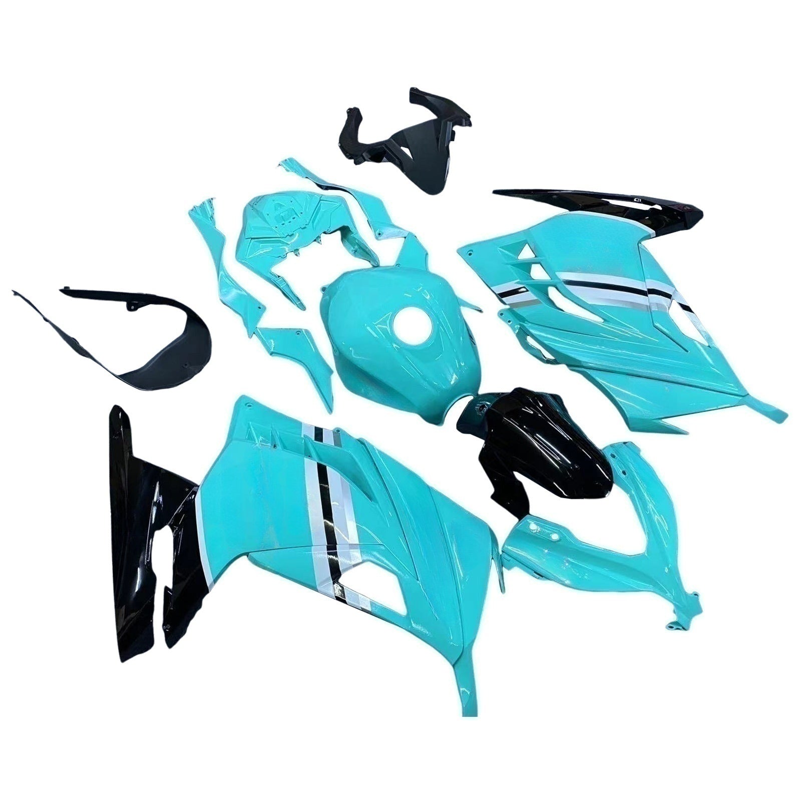 Amotopart 2013-2024 Kawasaki EX300/Ninja 300 azul con kit de carenado con logotipo