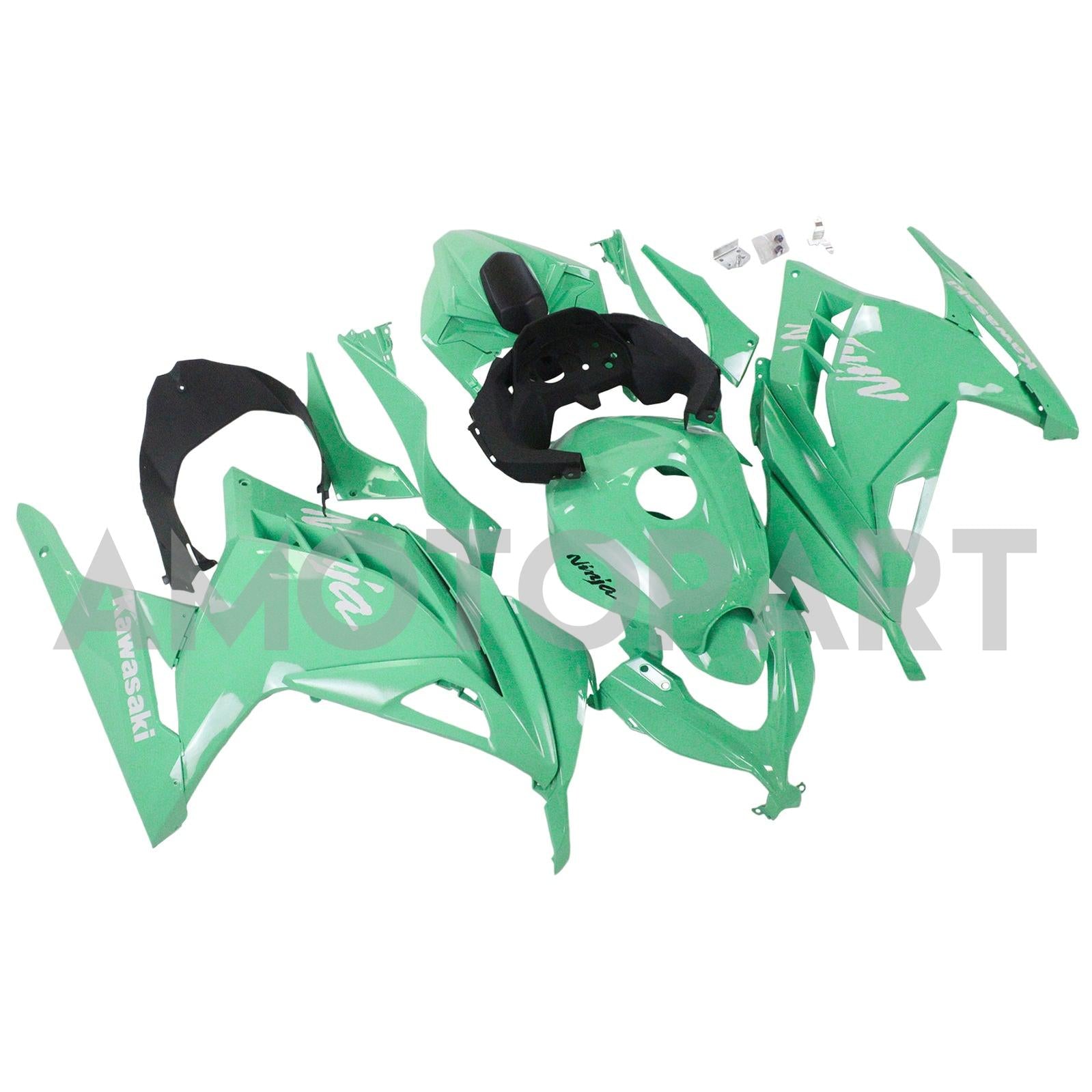 Amotopart 2013–2024 Kawasaki EX300/Ninja 300 grünes Verkleidungsset
