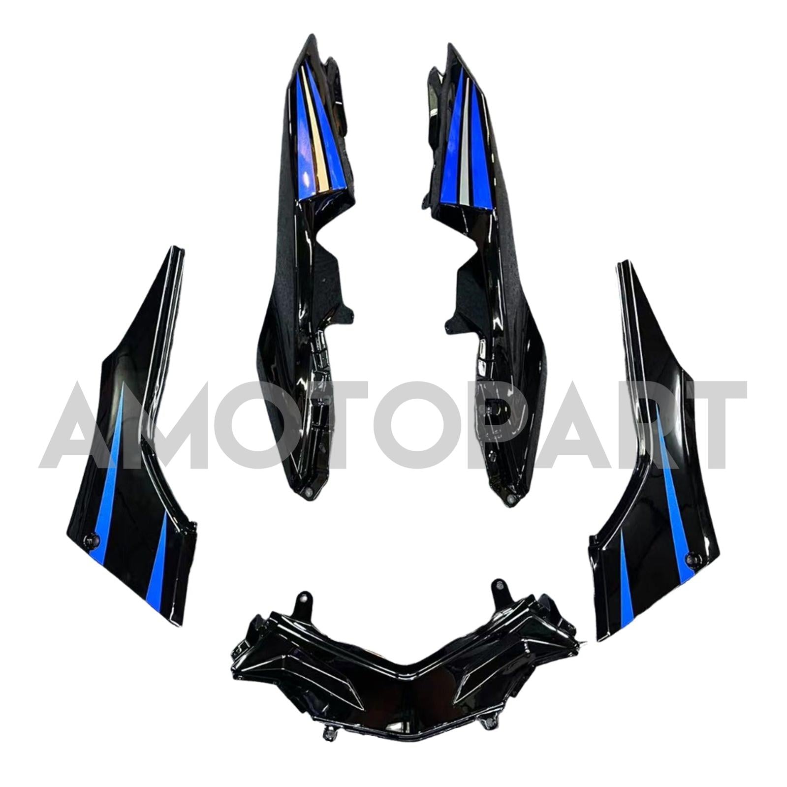 Amotopart 2013–2024 Kawasaki EX300/Ninja300, glänzend blau&Schwarzes Verkleidungskit