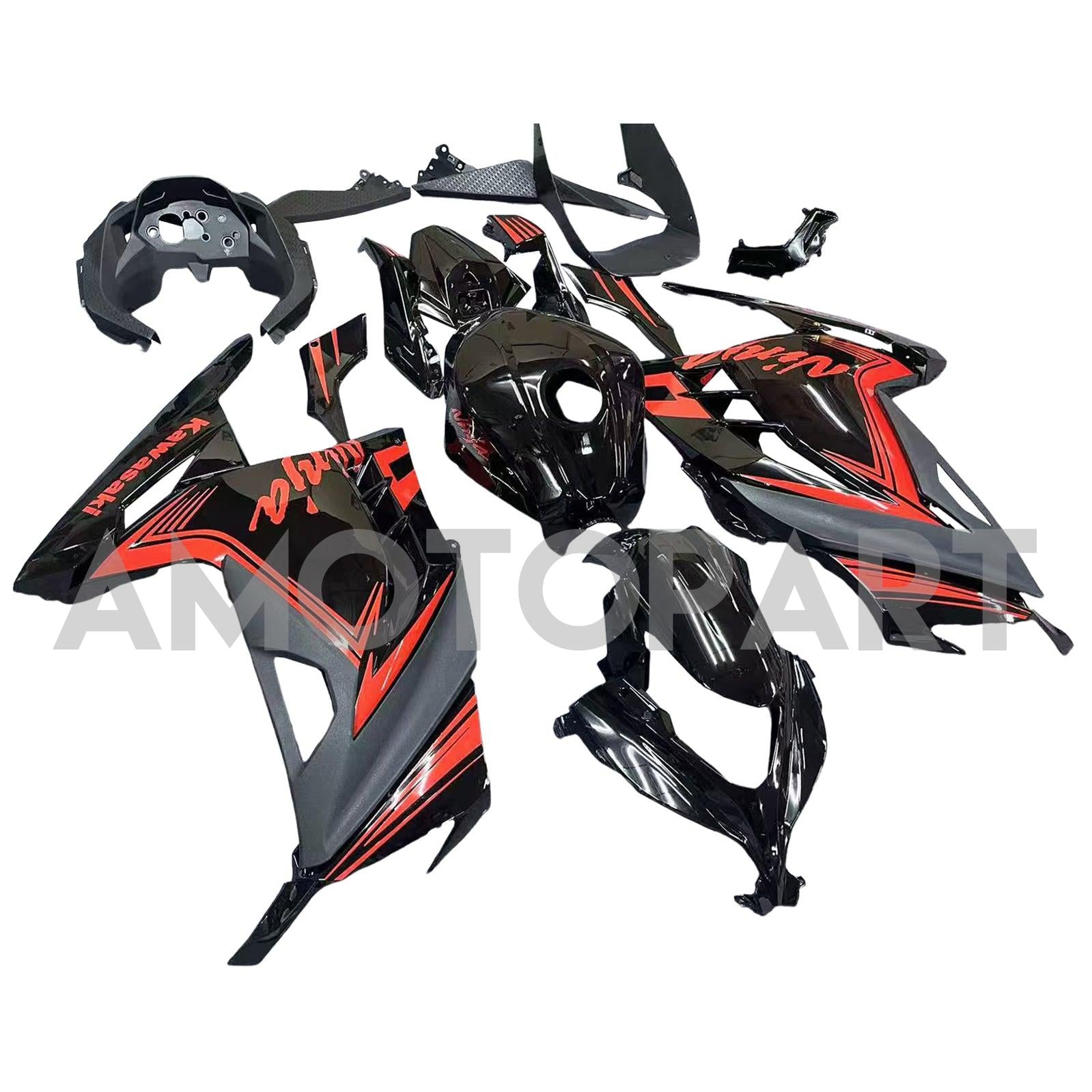 Amotopart 2013-2024 Kawasaki EX300/Ninja300 Black&Orange Fairing Kit
