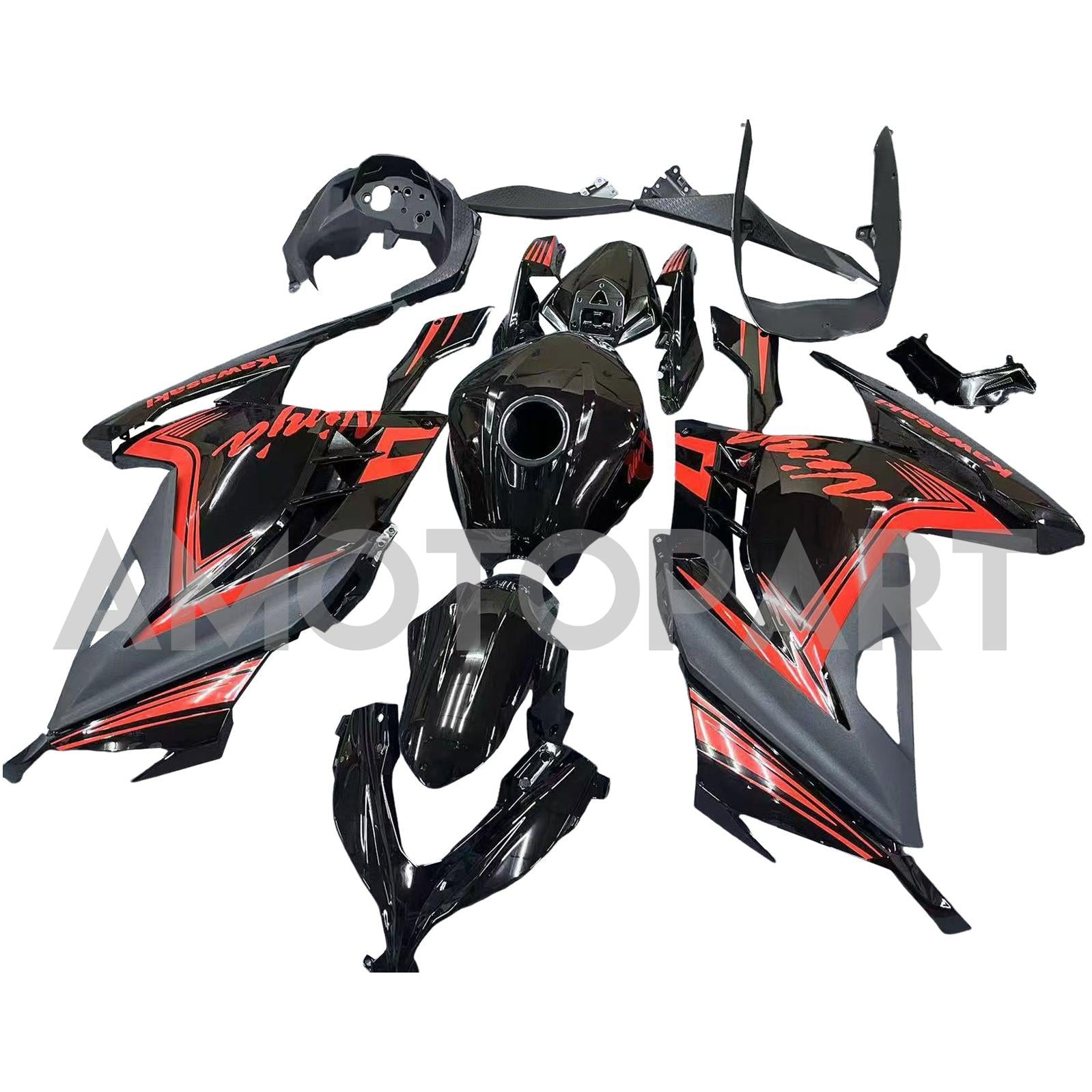Amotopart 2013-2024 Kawasaki EX300/Ninja300 Black&Orange Fairing Kit
