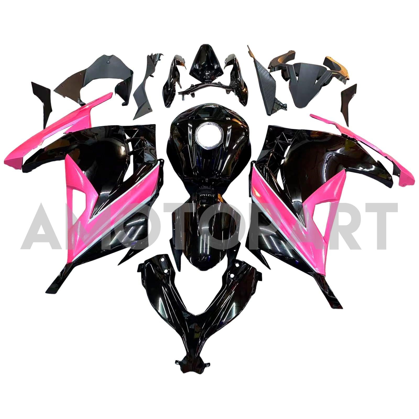Amotopart 2013-2024 Kit carena Kawasaki EX300/Ninja 300 nero e rosa