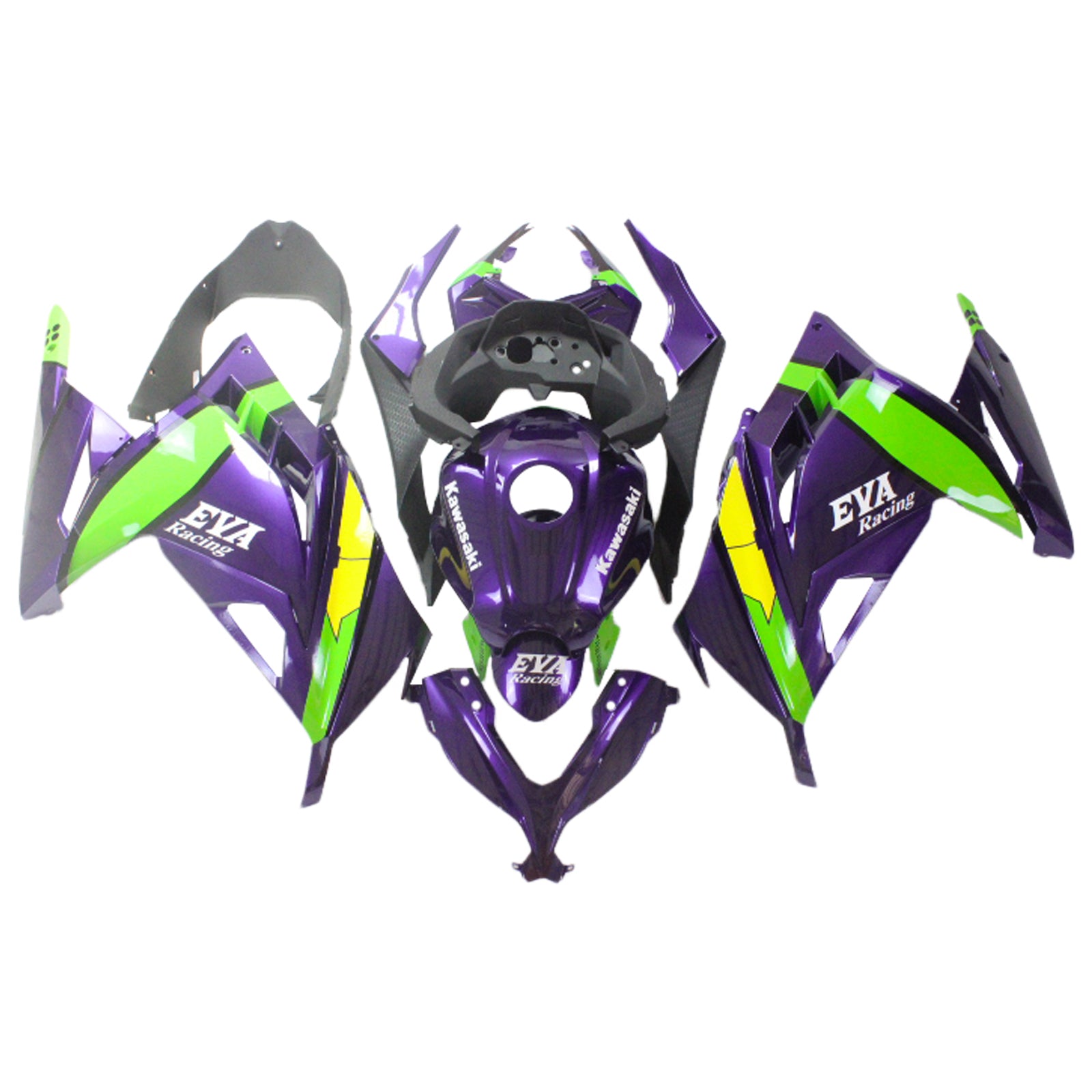 Amotopart 2013-2024 Kawasaki EX300/Ninja300 Purple&Green Fairing Kit