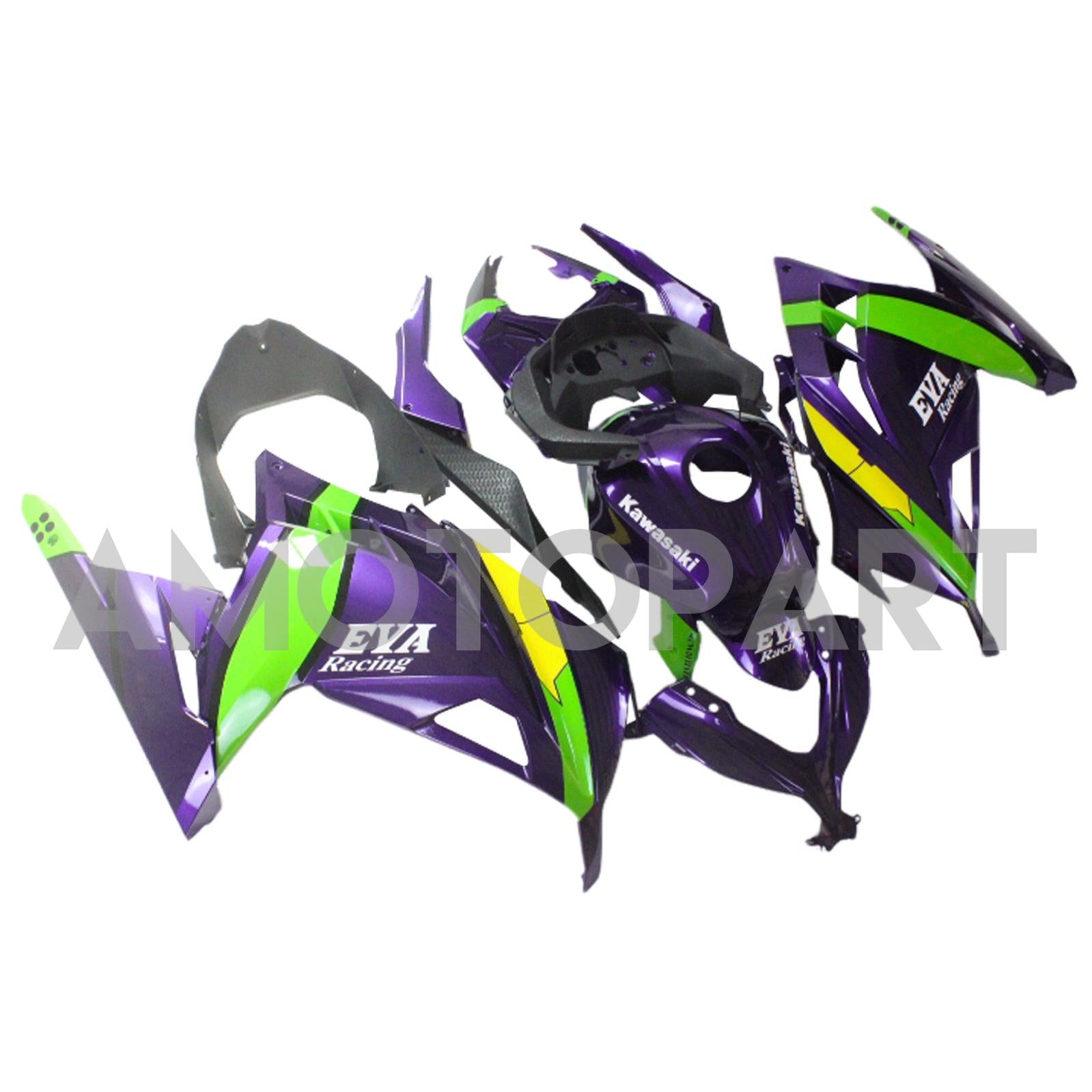 Amotopart 2013-2024 Kawasaki EX300/Ninja300 パープル&グリーン フェアリングキット