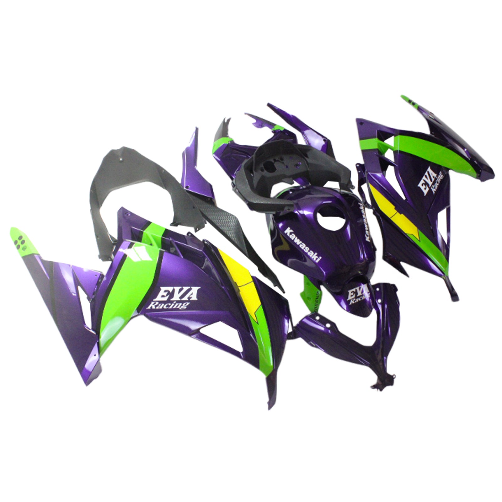 Amotopart 2013-2024 Kit carena Kawasaki EX300/Ninja300 viola e verde