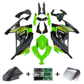 Amotopart 2013-2024 Kit carena Kawasaki EX300/Ninja300 Nero&amp;Verde Style3