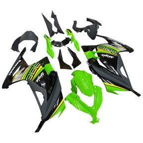 Amotopart 2013-2024 Kit carena Kawasaki EX300/Ninja300 Nero&amp;Verde Style3